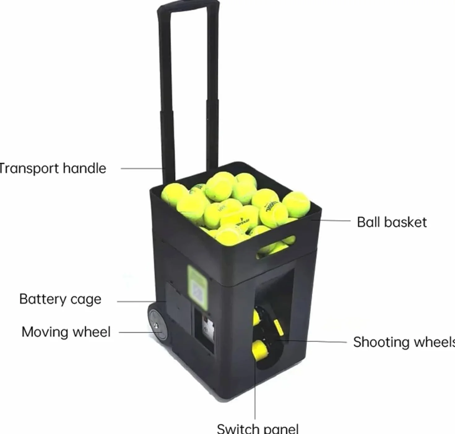 Lanciapalle Tennis Automatica Macchina 50 Palline Portatile Telecomando App