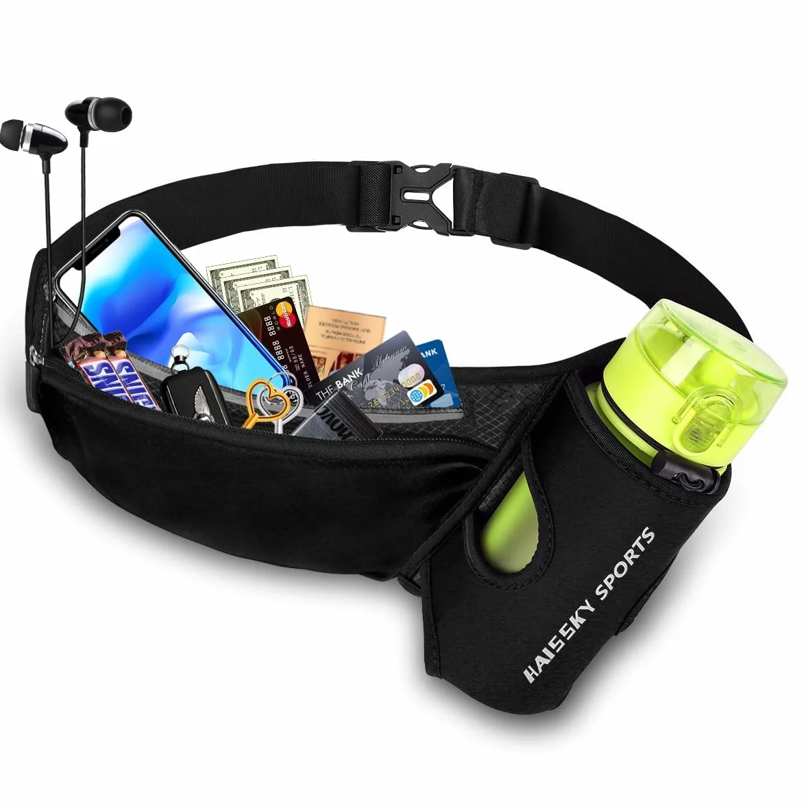 Marsupio Sportivo Running Cintura da Corsa Impermeabile con Portaborraccia Uomo Donna per Escursionismo Corsa Ciclismo Arrampicata Telefoni 6.9 Pollici