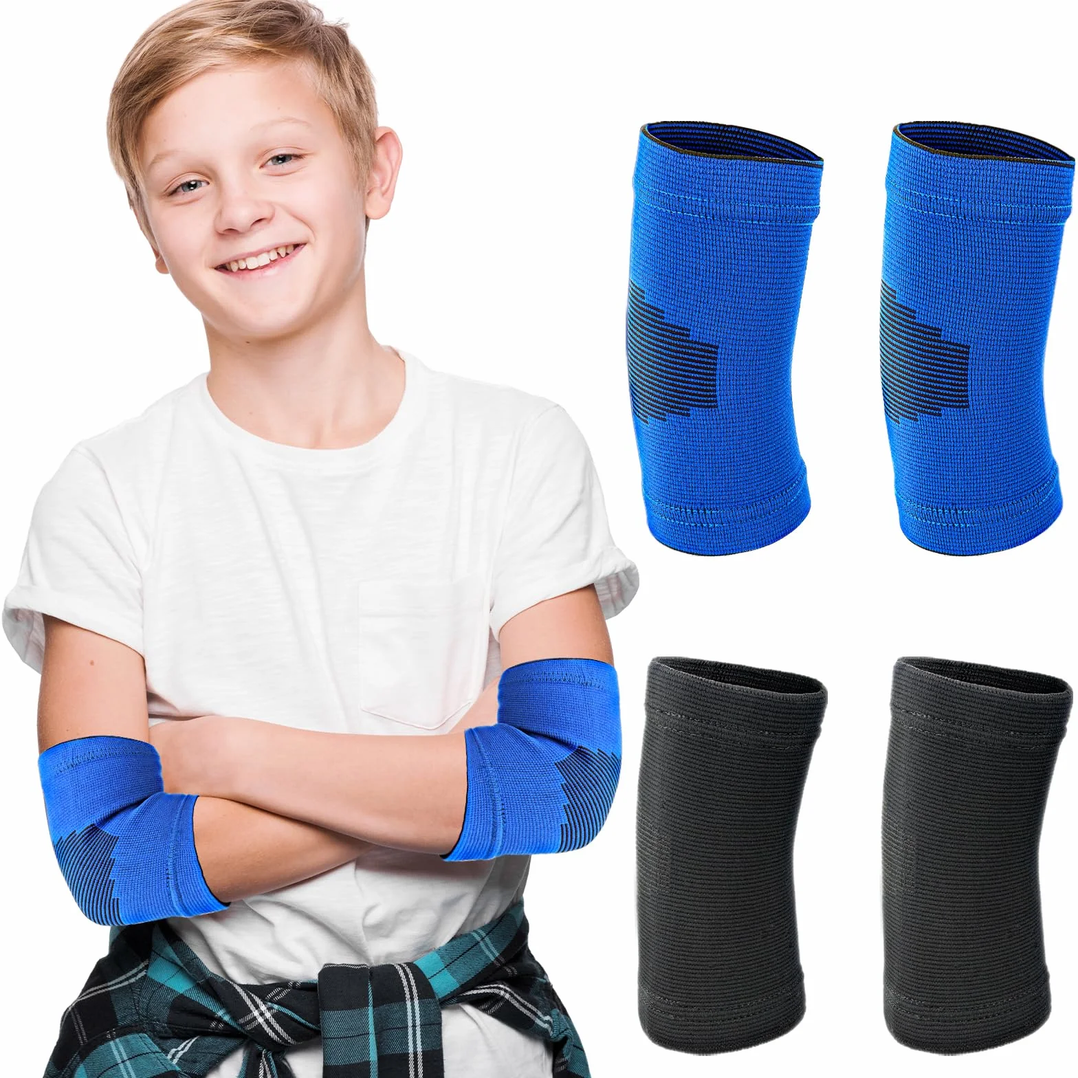 Sibba 2 Paia Gomito Bambini Compressione Palestra Braccio Traspirante Pallavolo Basket Tennis Sollevamento Pesi Sport