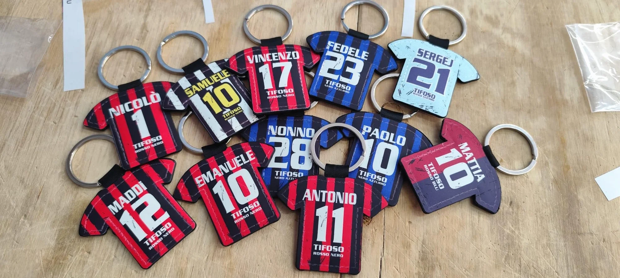 Portachiavi Personalizzato Tifoso Calcio Serie A 7 CM Ecopelle Sublimatica