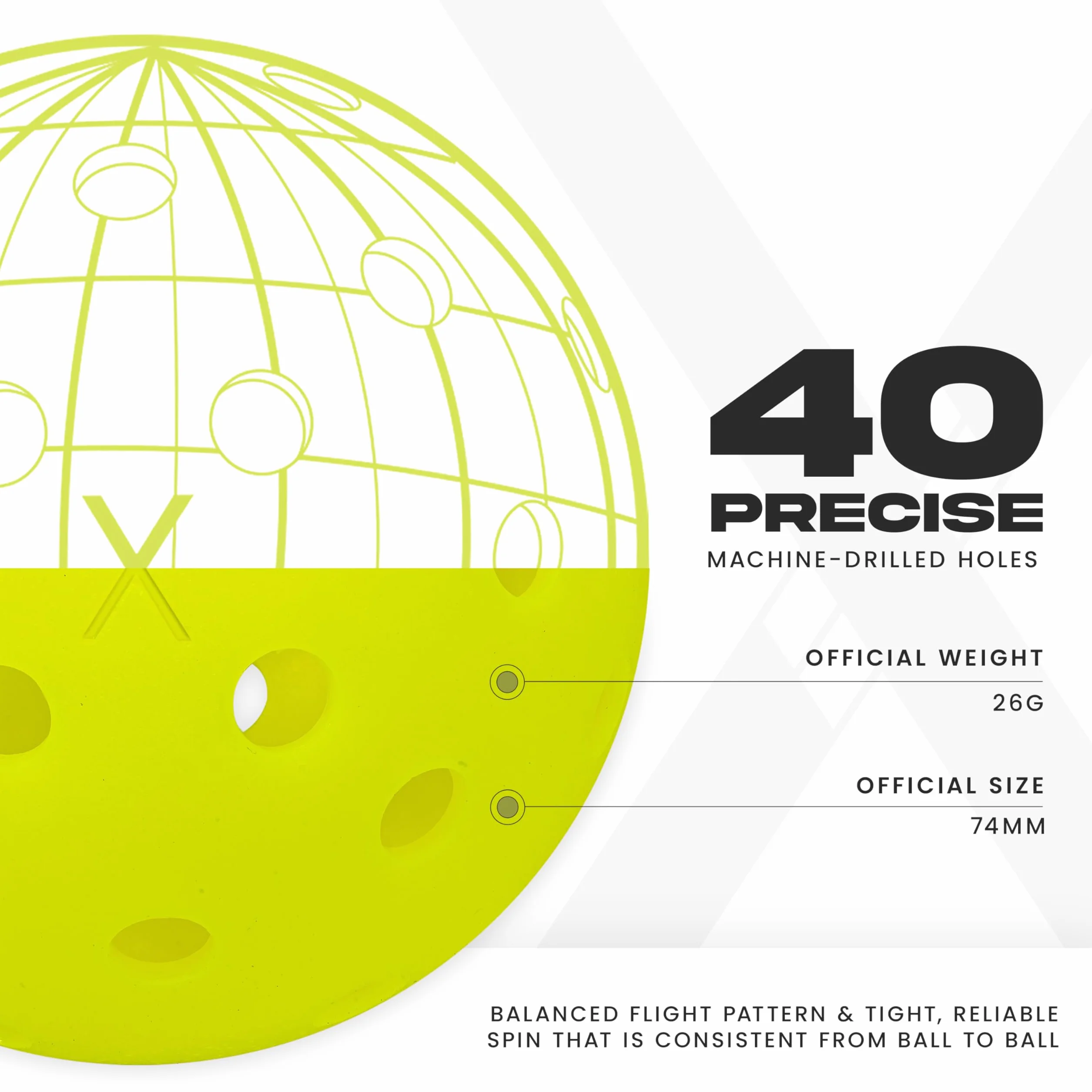 Franklin Sports X-40 Outdoor Pickleballs - USAPA Official Balls - Optic Yellow 50 Pack