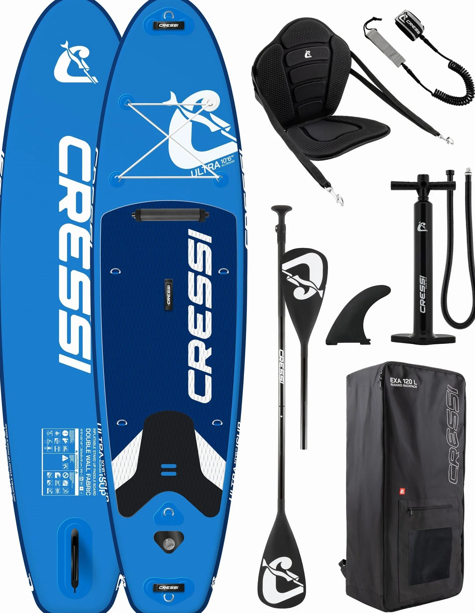 CRESSI Ultra Isup/Kayak Set 320x81x8 cm Max 130 kg Tavola Sup Gonfiabile Adulti