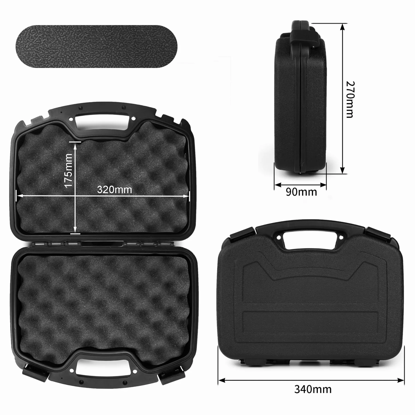 GUGULUZA Valigetta per pistole con inserto in gommapiuma, chiudibile, impermeabile, 33,5 × 27 × 8,7 cm, colore nero