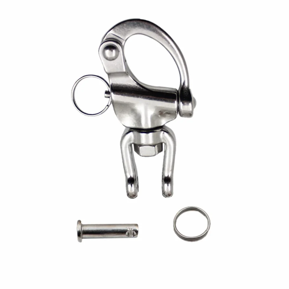 Moschettone girevole 2 pezzi acciaio inox 316 sgancio rapido 70 mm per barca veliero