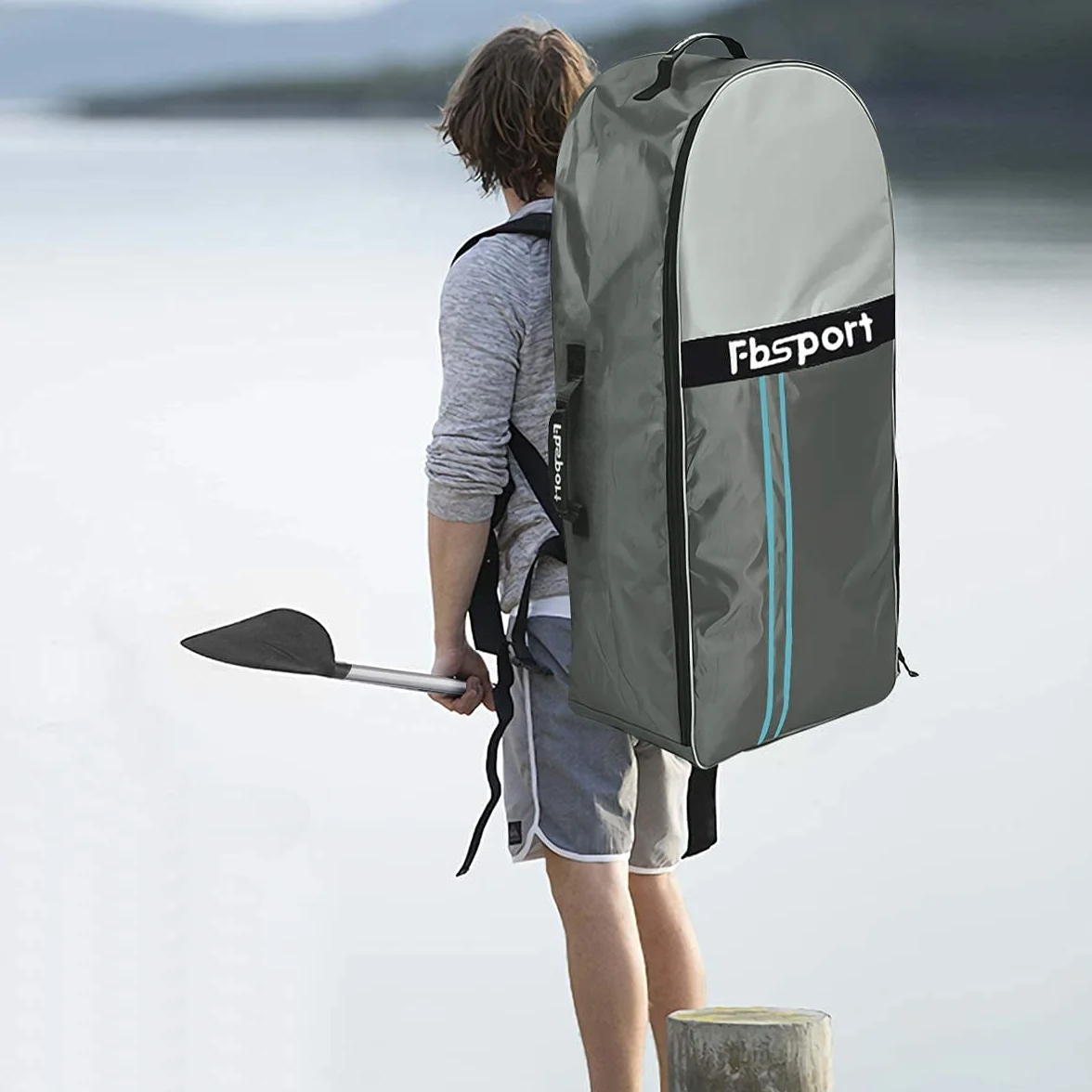 FBSPORT Tavola da SUP Gonfiabile SUP, Stand Up Paddling Board, Stand Up Paddle Board Gonfiabile per Stand Up Paddling 15CM Spessore, Surf con Alluminio Regolabile SUP Paddle + Pompa