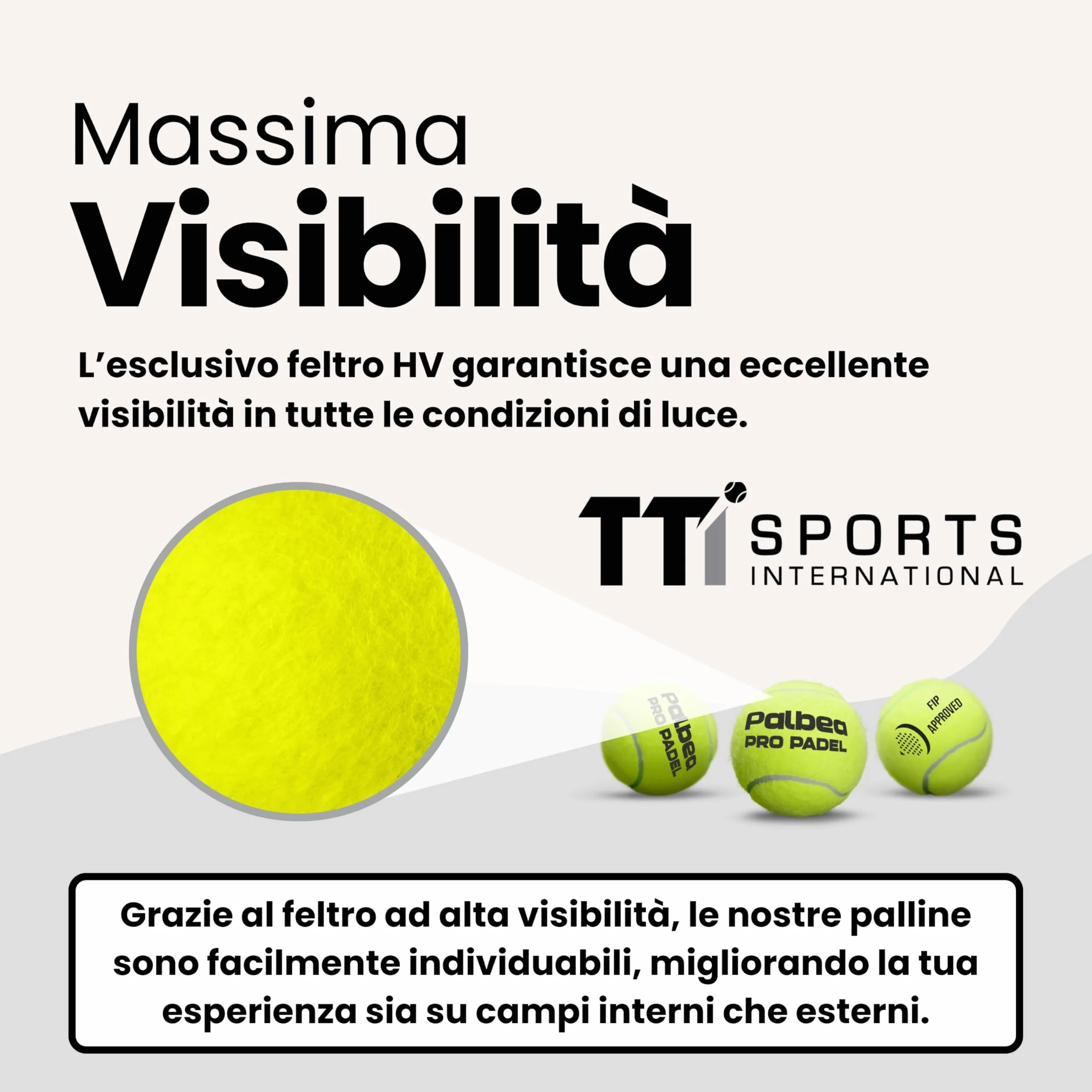 Palbea PRO PADEL Palline Padel Approvate FIP HV Alta Visibilità Qualità Pressurizzate Durature Veloci