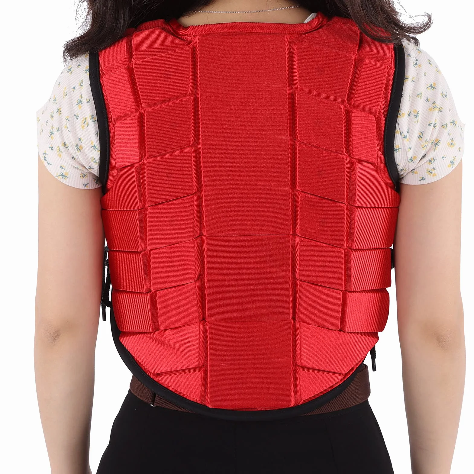 RiToEasysports Gilet Equestre per Bambini, Gilet Equestre di Sicurezza per Equitazione Gilet Protettivo per Corpo Equestre Imbottito in Schiuma con Design Laterale Regolabile Rosso per Bambini