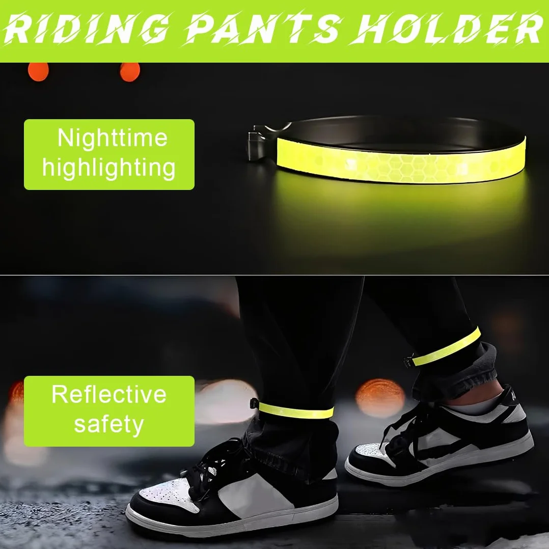 Bretelle Catarifrangenti per Bicicletta, Fermagli Pantaloni Riflettenti Universali in ABS
