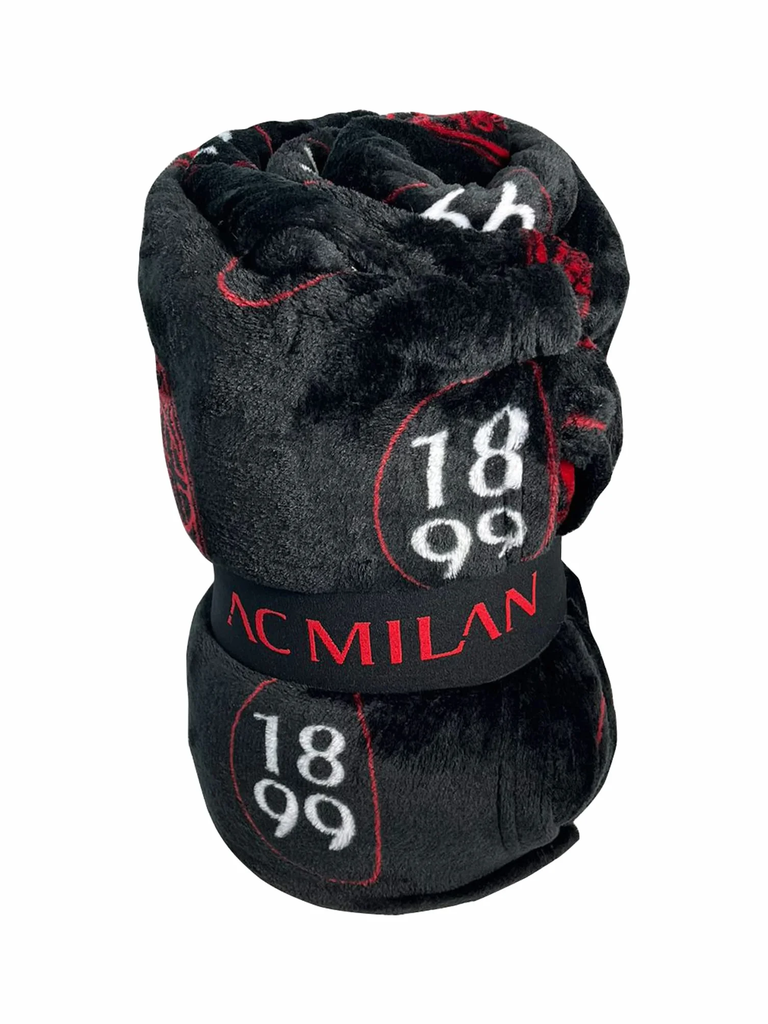 AC Milan Coperta Morbida Plaid Logo Stampato 150x210 Nero e Rosso Prodotto Ufficiale