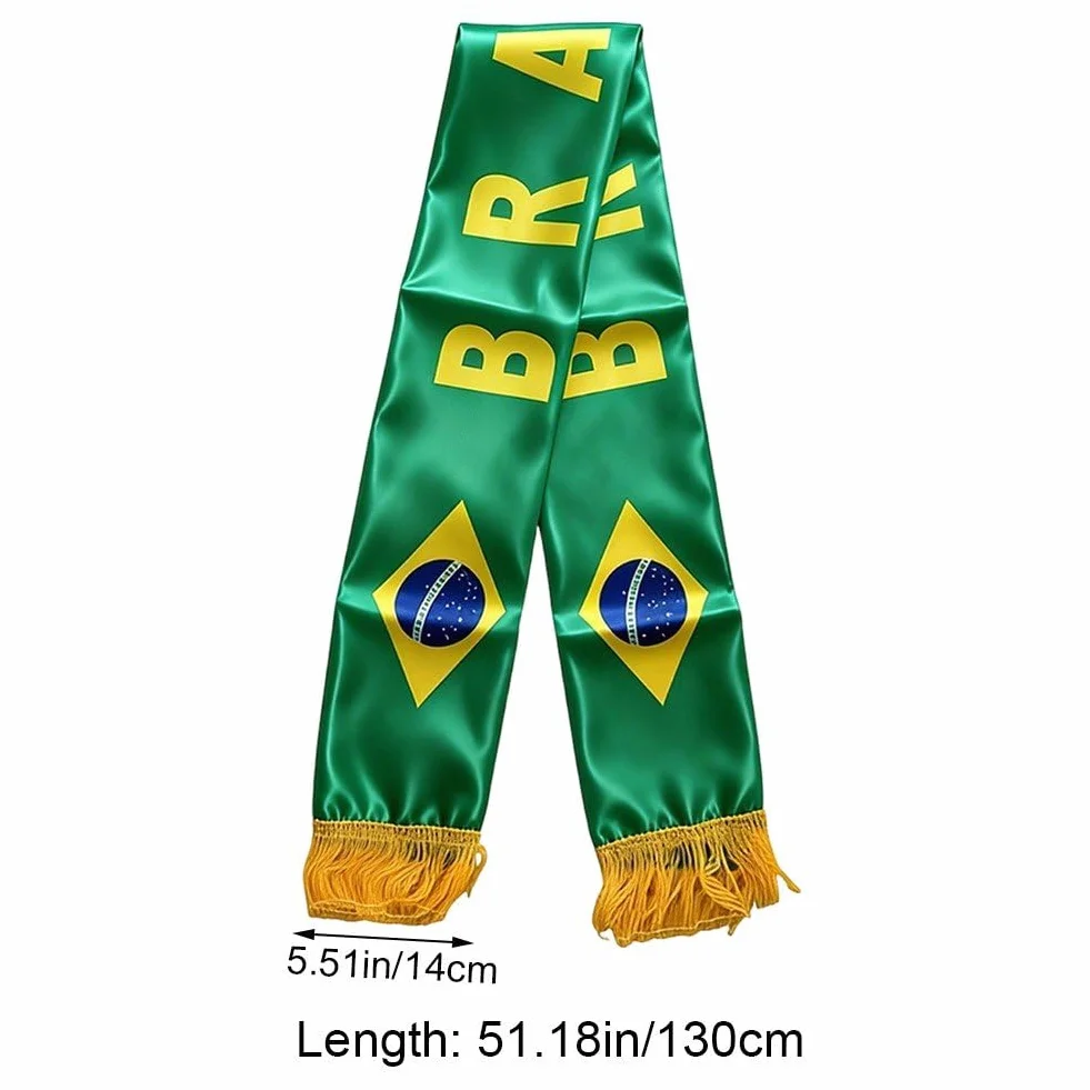 Sciarpa Calcio Brasiliana Verde Gialla Bandiera Brasile Raso