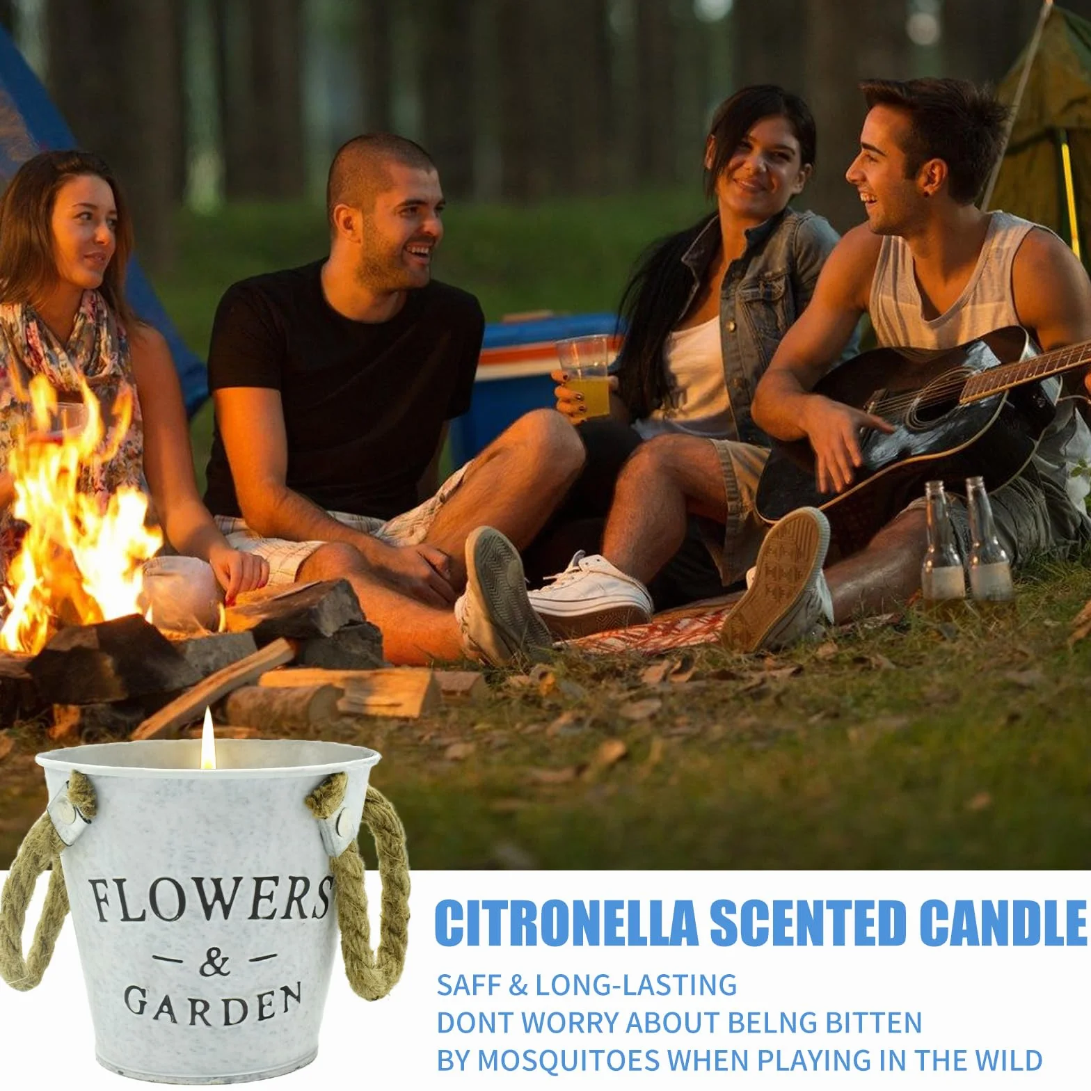Candele Citronella Esterno Grande 2 pezzi 17 once Cera di Soia 160-200 ore Campeggio Giardino
