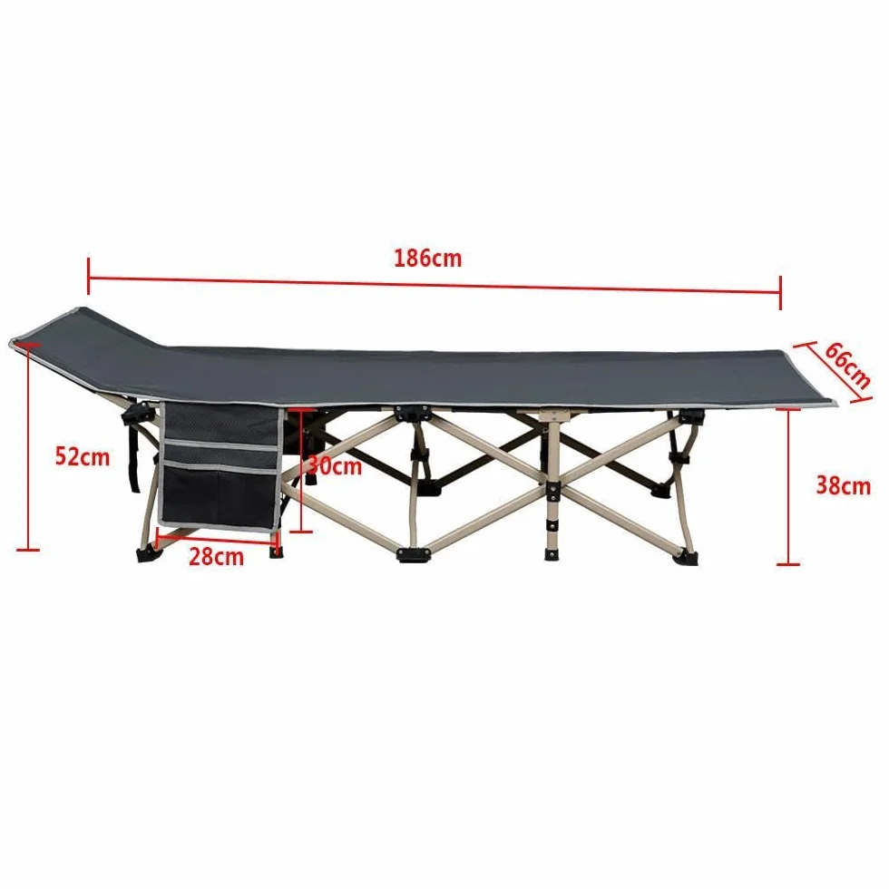 Yaheetech Lettino da Campeggio Pieghevole Portatile 186 x 66 x 52 cm Grigio