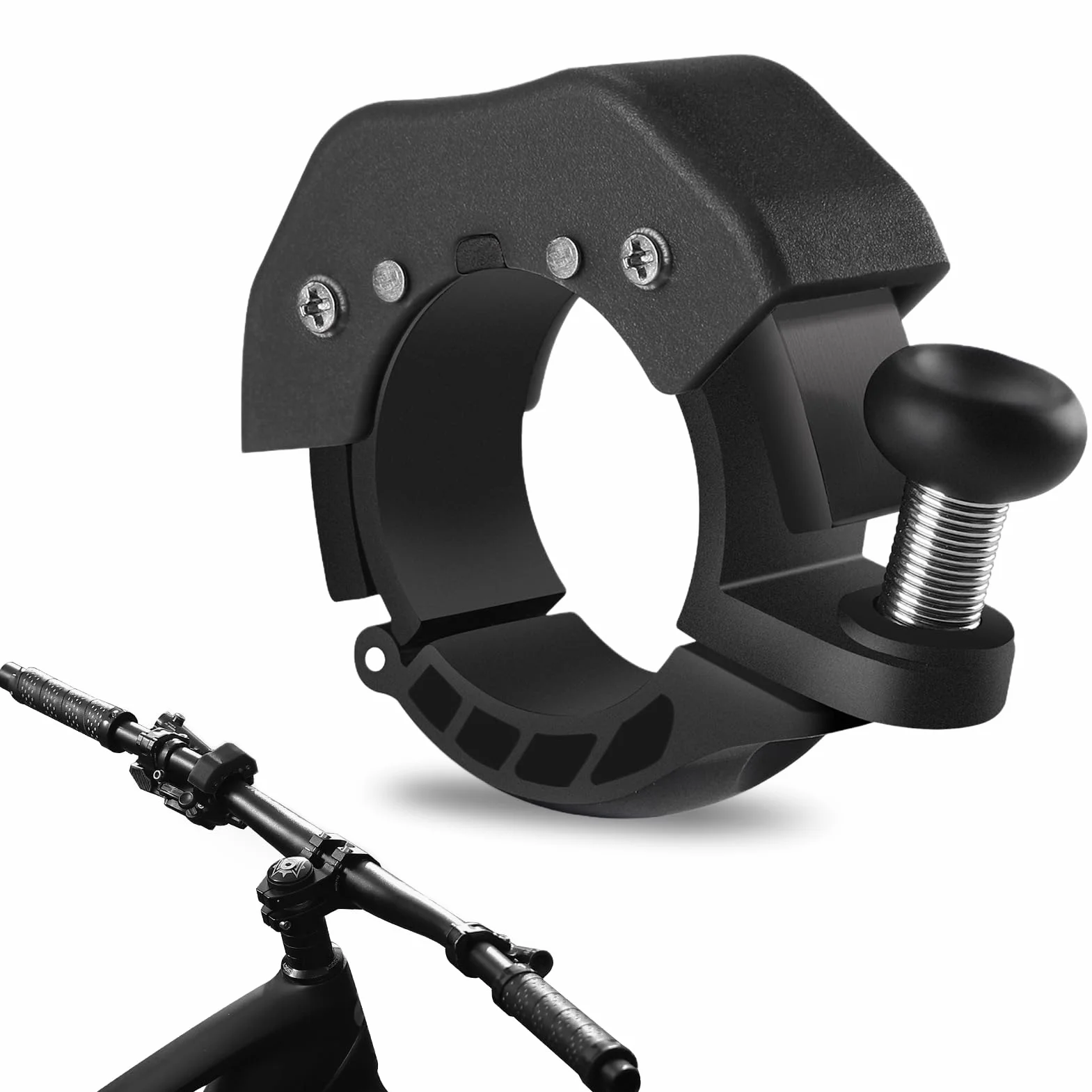 Campanello per bicicletta in alluminio nero 85 dB universale 22,2-31,8 mm