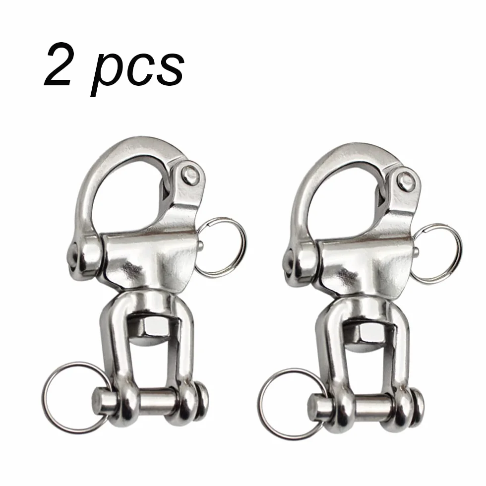 Moschettone girevole 2 pezzi acciaio inox 316 sgancio rapido 70 mm per barca veliero