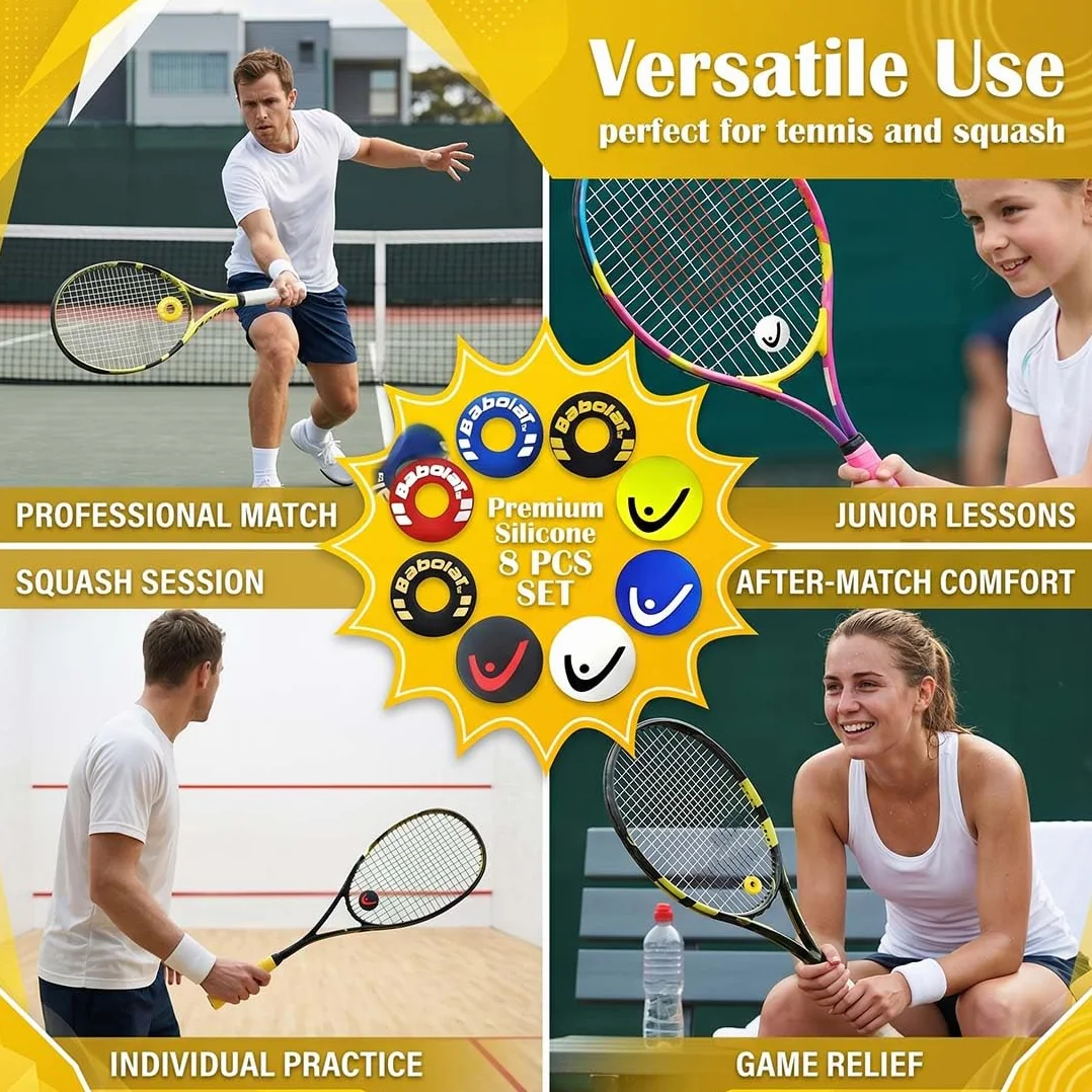 Ammortizzatori da Tennis in Silicone Antivibrazione 8 Pezzi per Racchetta Tennis Squash Badminton