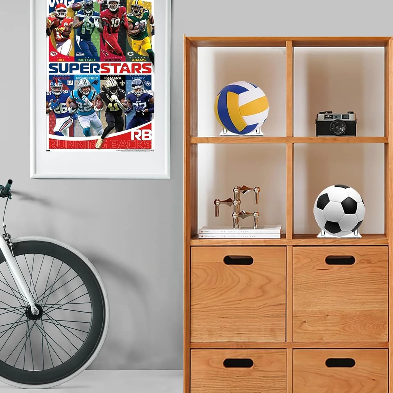 Supporto per palla da calcio in acrilico trasparente per pallone da calcio, pallavolo, rugby