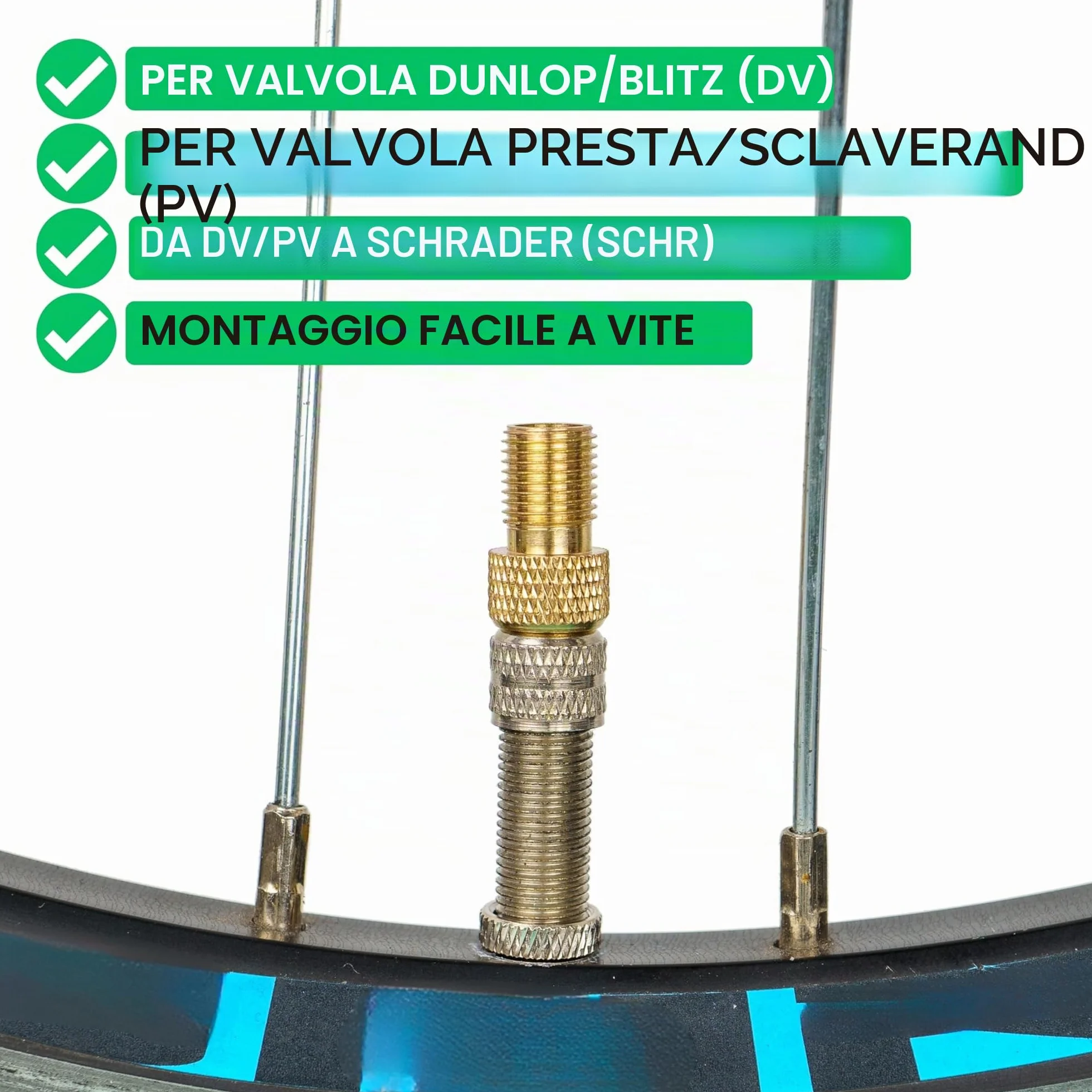Adattatore valvola per bicicletta 4 pezzi per valvola flash Presta auto DV SV AV pompa aria pavimento mano tubo
