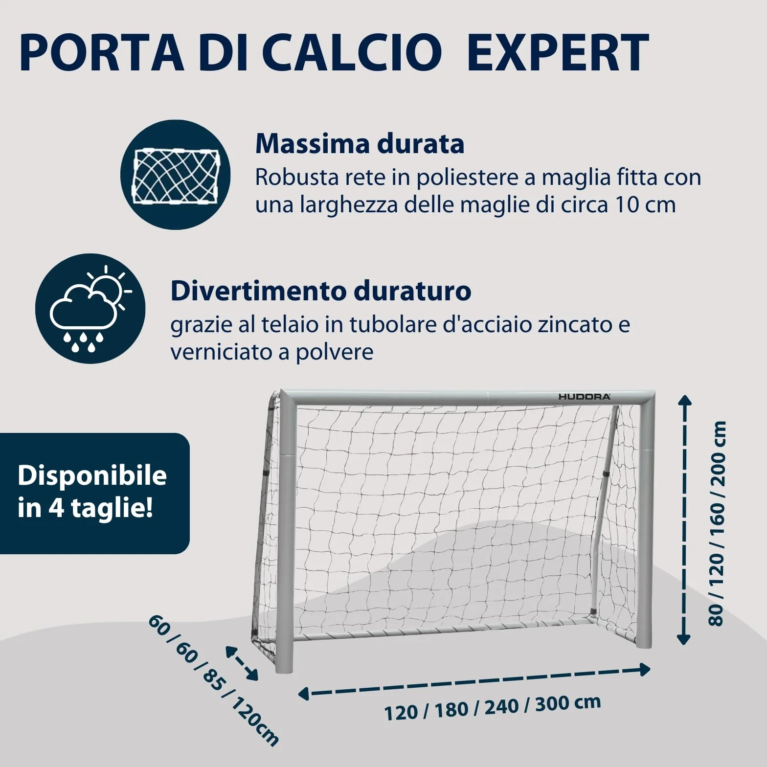 HUDORA Porta Calcio Expert calcio porta resistente all'acqua stabile rete fitta