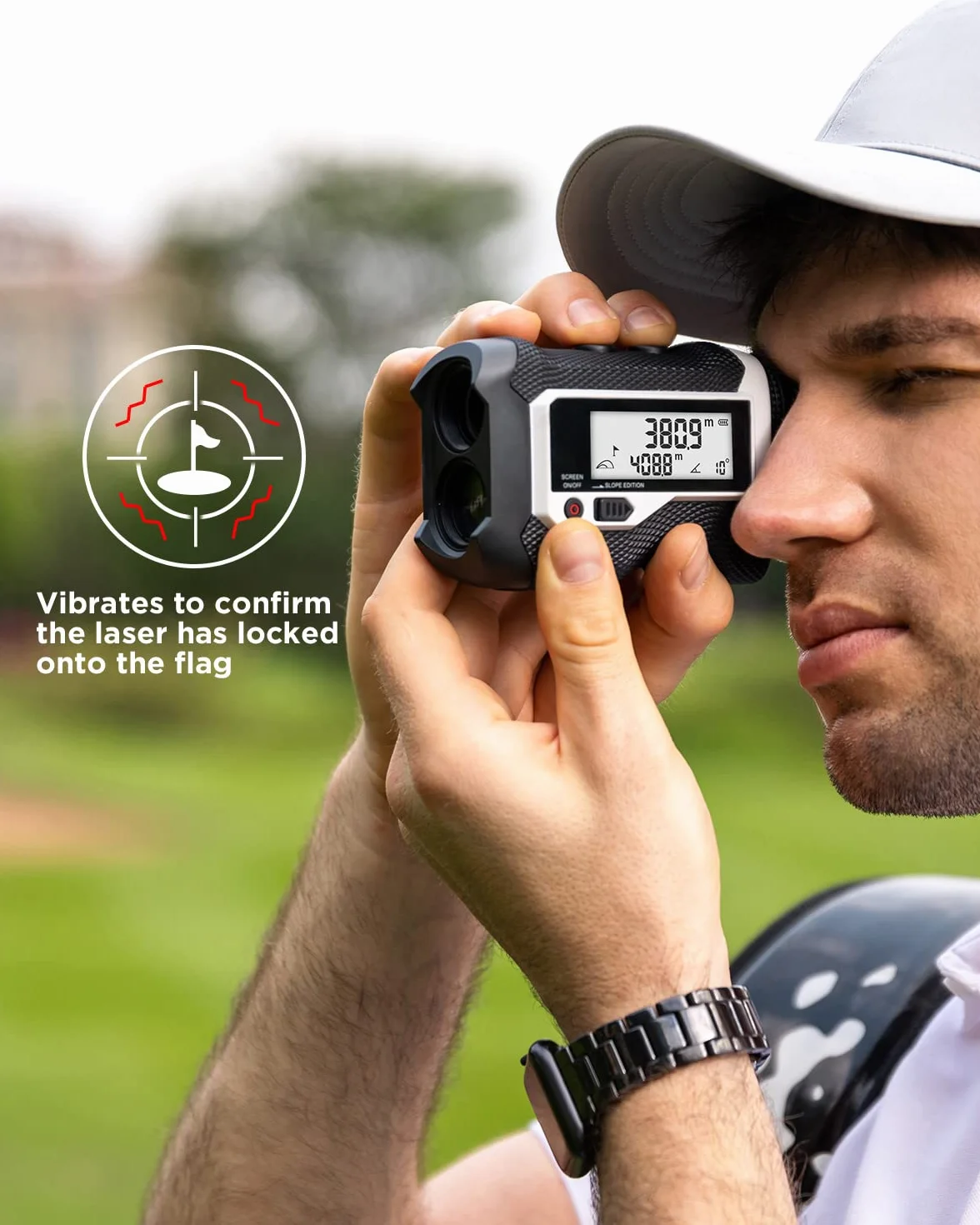 MiLESEEY PF3S Telemetro Golf/Caccia Da 800M con Display LCD Telemetri da Golf, con Interruttore di Inclinazione, Blocco Bandiera e Vibrazione, Precisione ± 0,5M, Montaggio su Treppiede