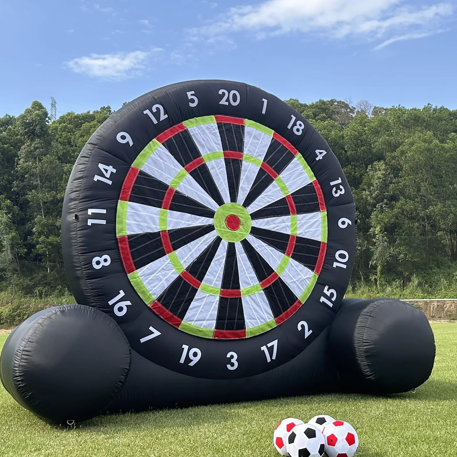 Bersaglio gonfiabile per freccette da calcio all'aperto 3 m con 8 palline e ventilatore 370 W