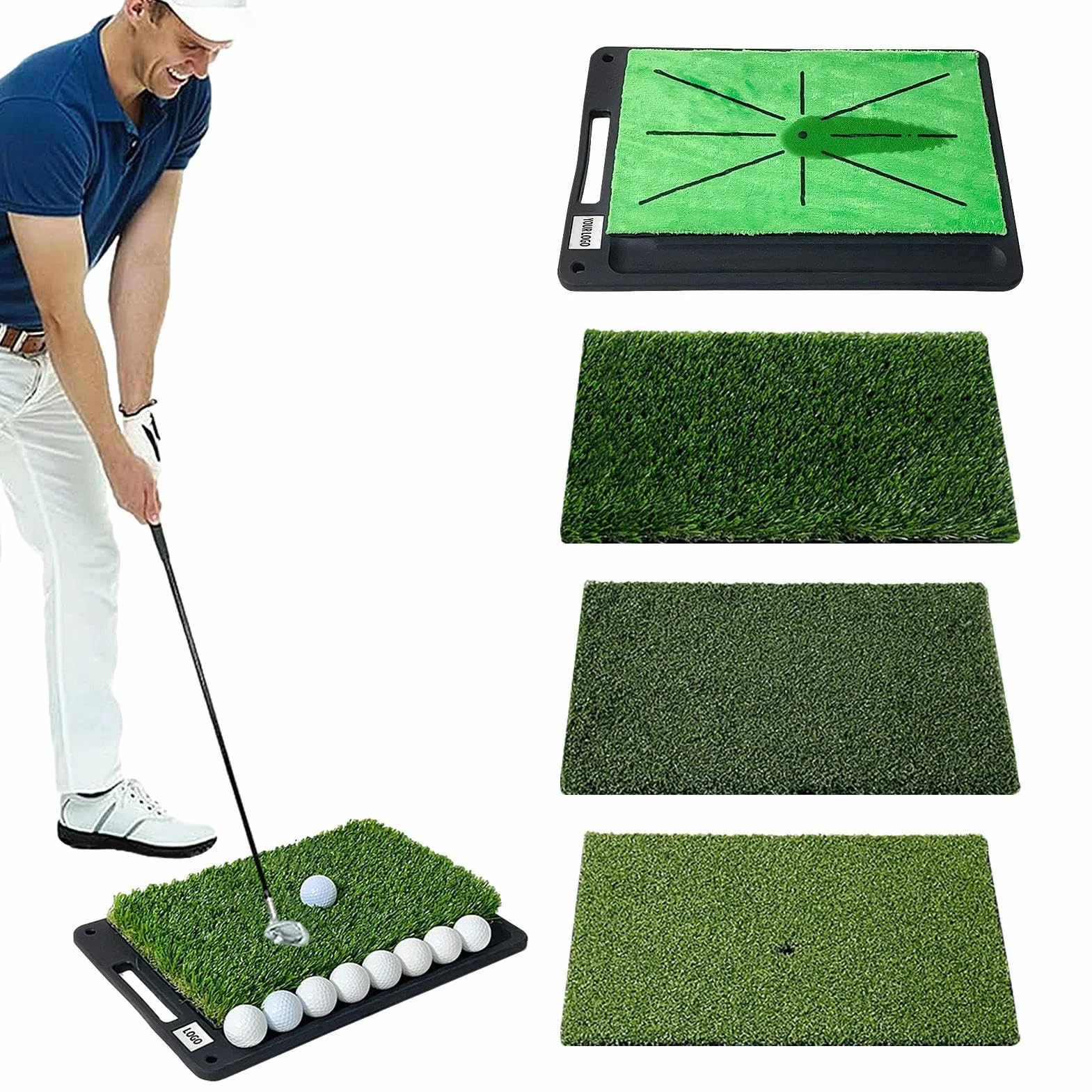 Tappetino da golf per allenamento con retro in gomma, rilevamento feedback oscillante