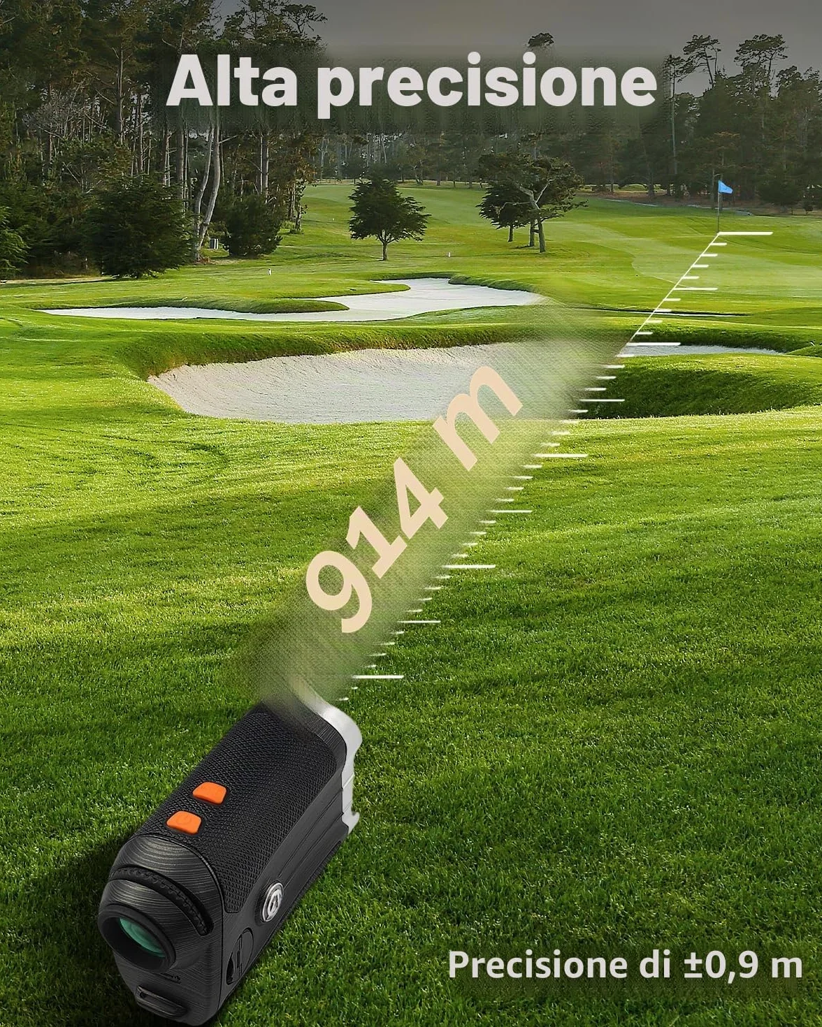 AOFAR GX-2S PRO Telemetro Golf e Caccia, 1000Y, rangefinder Con Compensazione Della Pendenza, Blocco Bandiera e Vibrazione, Distanza Angolare e Orizzontale, Misura Precisa Distanza Per Caccia/Golf