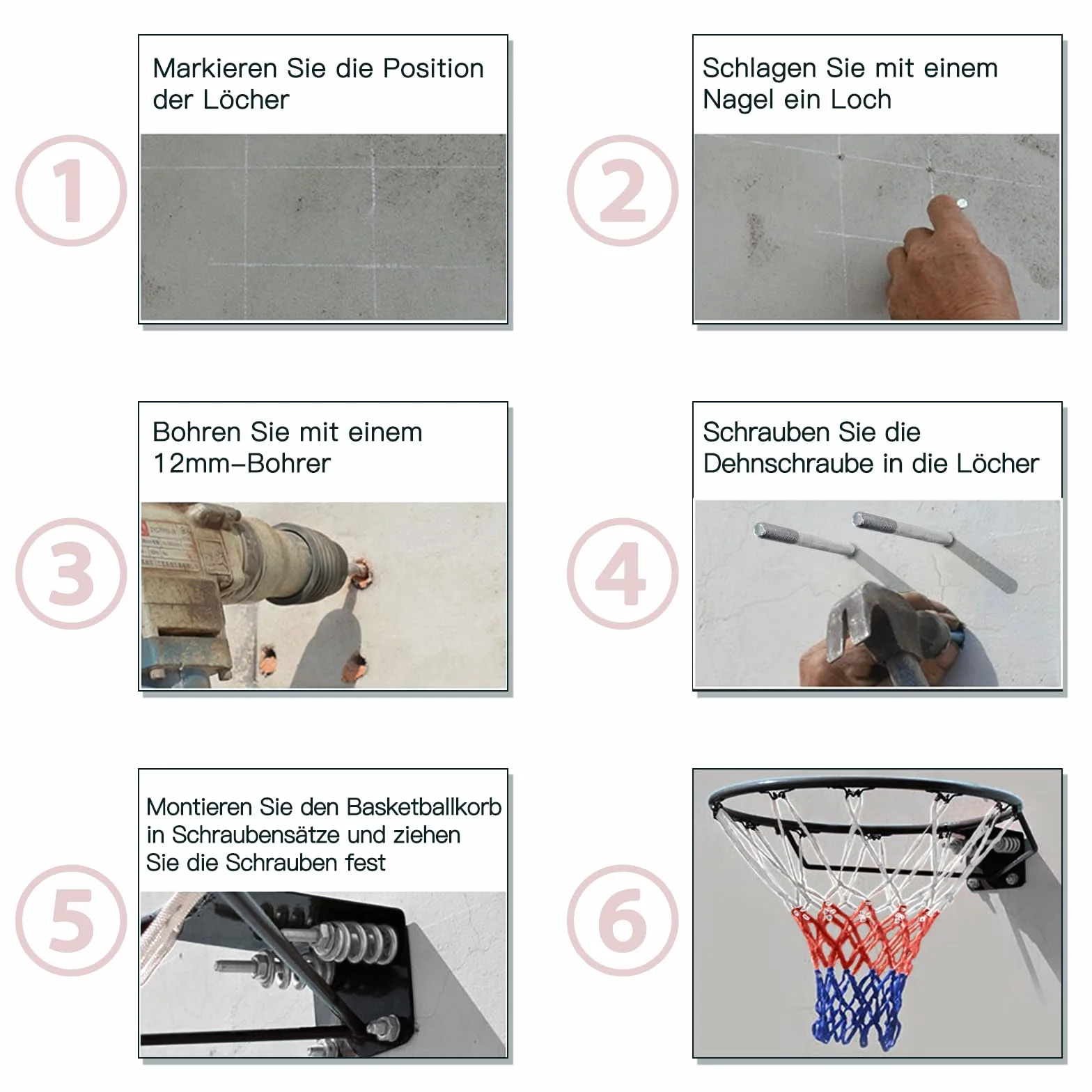 Dripex Canestro da Basket 45 cm Acciaio Parete Rete Nylon Interni Esterni