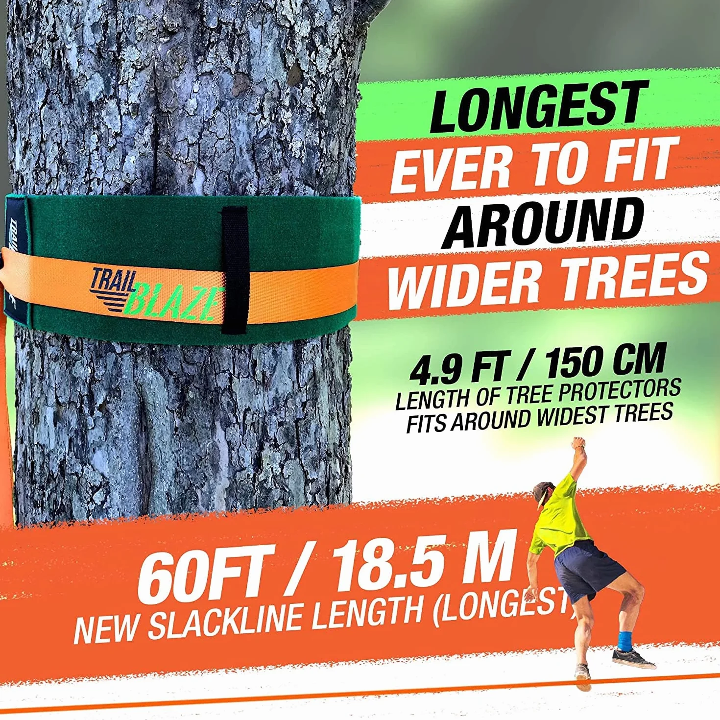 Slackline Kit completo per principianti Cinghia di apprendimento protezioni per albero borsa per il trasporto tecnologia cricchetto impugnatura ergonomica