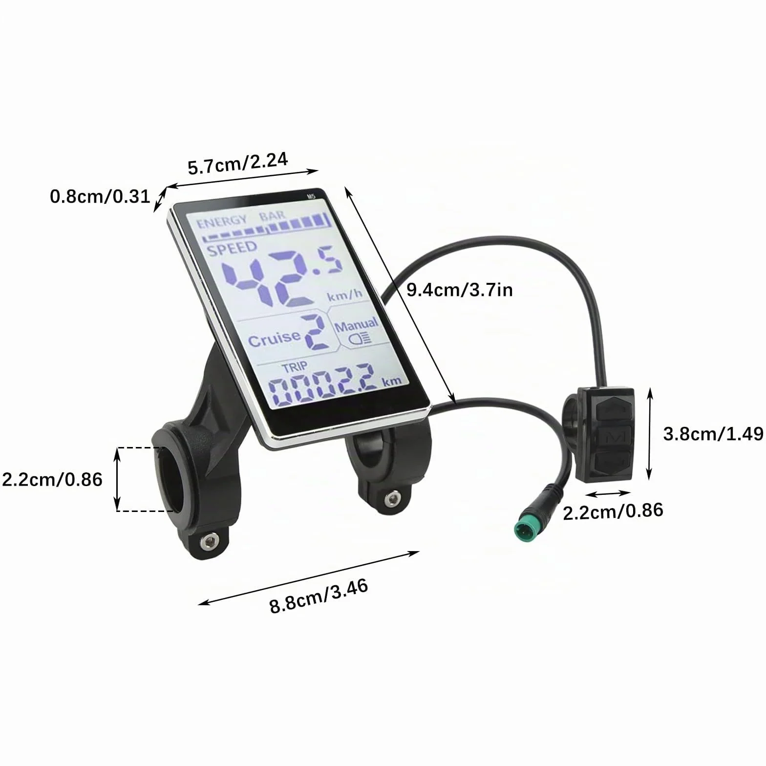 Monitor LCD bici elettrica 24V 36V 48V 60V 5 poli impermeabile scooter elettrico accessori 31,8 22,2 mm