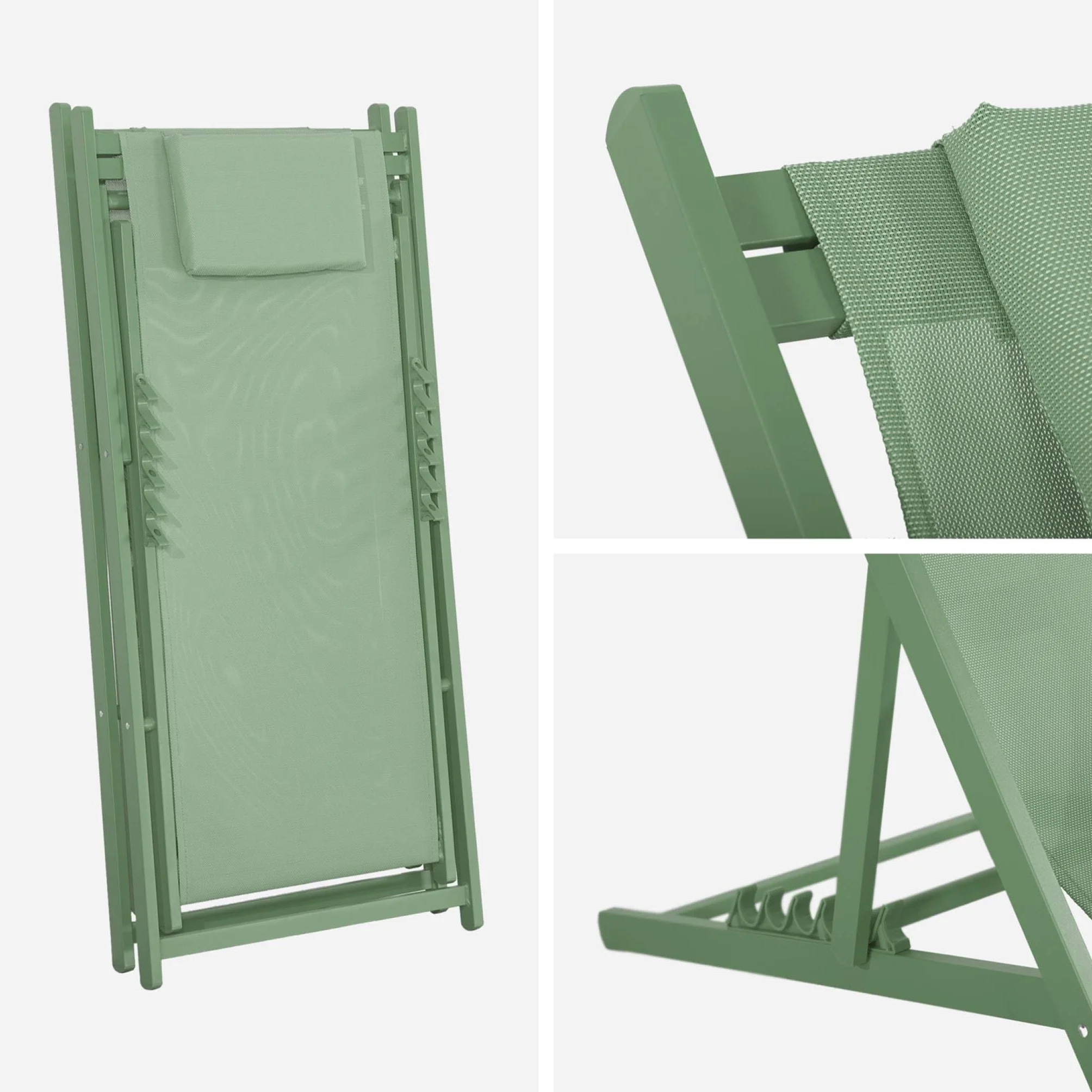 Set 2 sedie sdraio in alluminio textilene multiposizione Verde - 99x88.5x58 cm