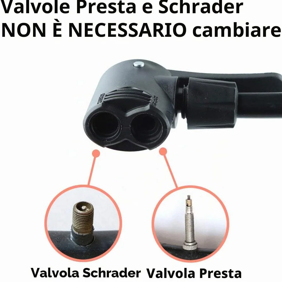 Letton Pompa da pavimento portatile per bicicletta 8 bar valvole Presta Schrader ago multifunzione