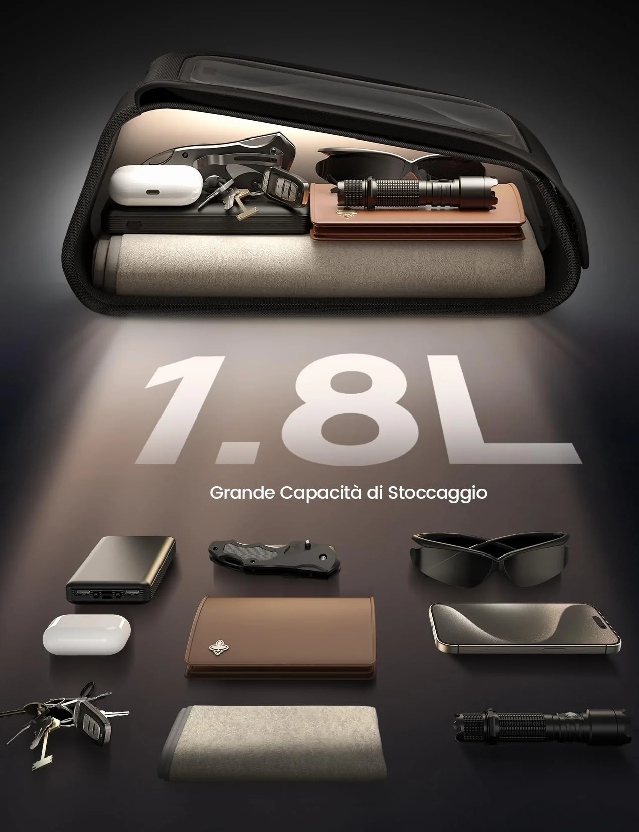 Lamicall Borsa Telaio Bici Impermeabile 1.6 L Capacità, Porta Cellulare Manubrio con Touch Screen TPU per Smartphone Fino a 7"