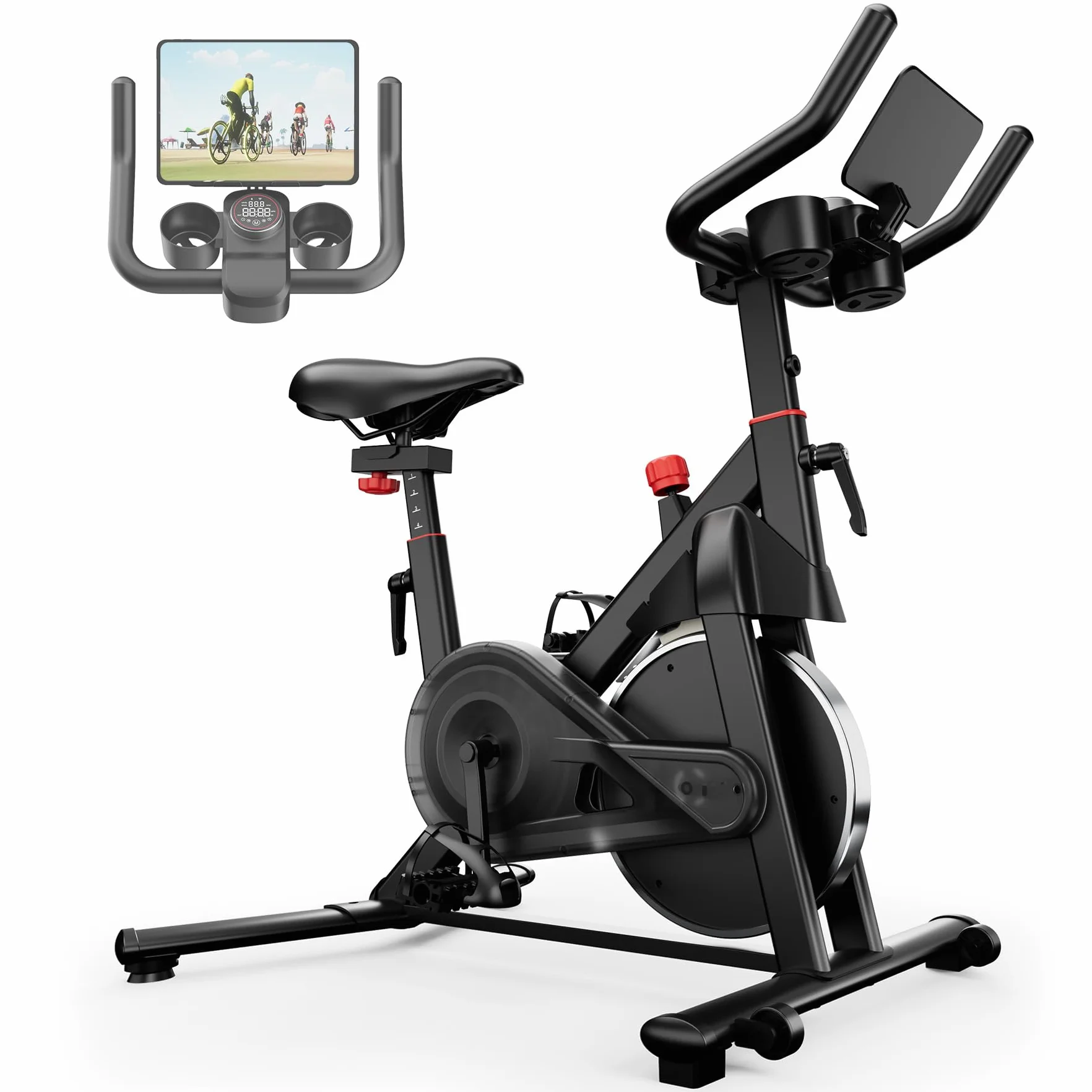 Superun Home Exercise Bike with Adjustable Magnetic Resistance, Professional Cycling Bike, Home Bicycle with LCD Display and APP Weight Capacity 136 kg