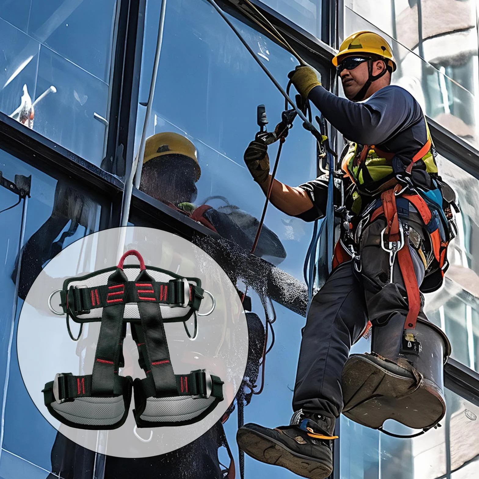 Generico Imbragatura per Arrampicata su Roccia Regolabile, Cintura di Sicurezza per Speleologia e Discesa in Corda Doppia