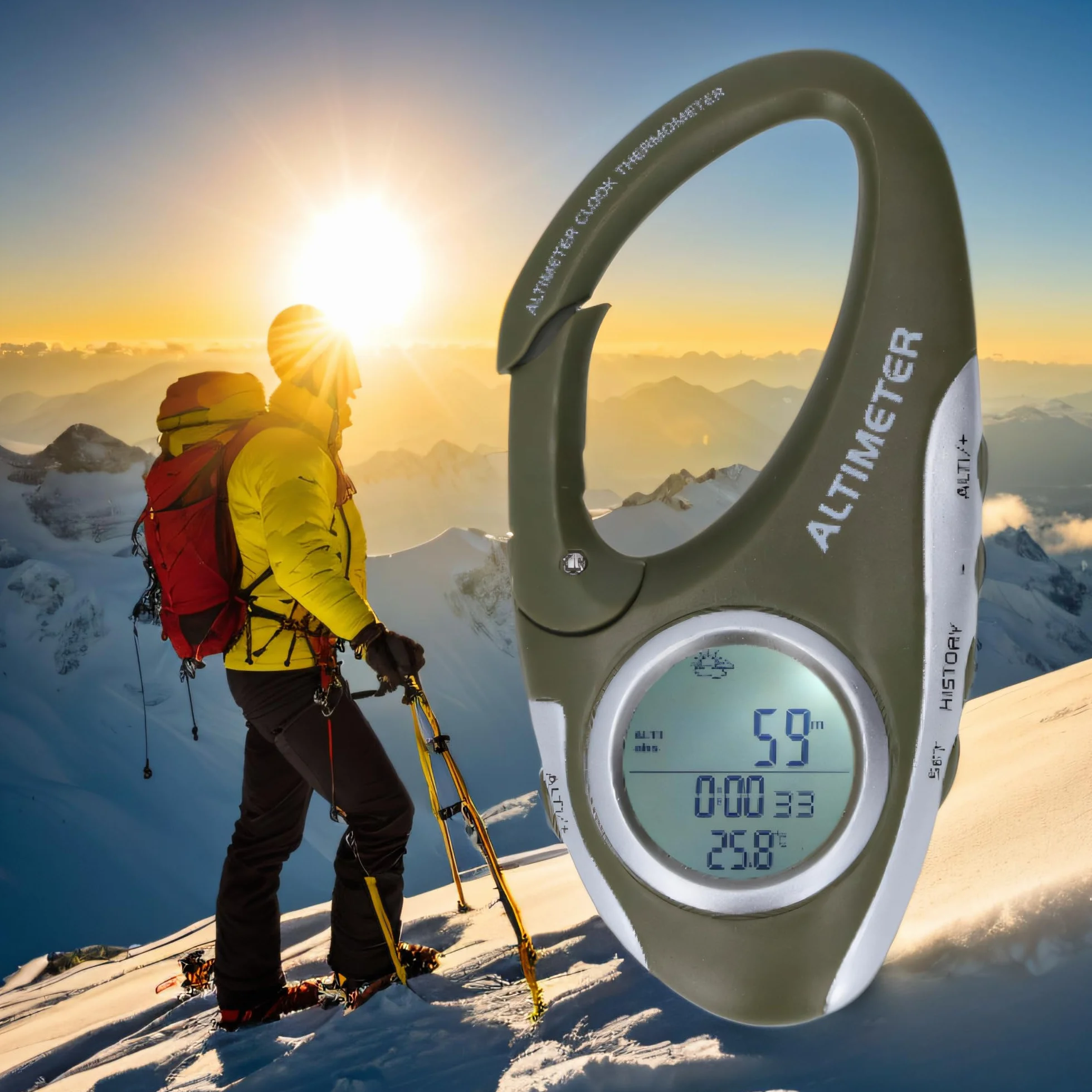 Barometro Digitale Altimetro Portatile con Display Retroilluminato per Escursionismo Arrampicata