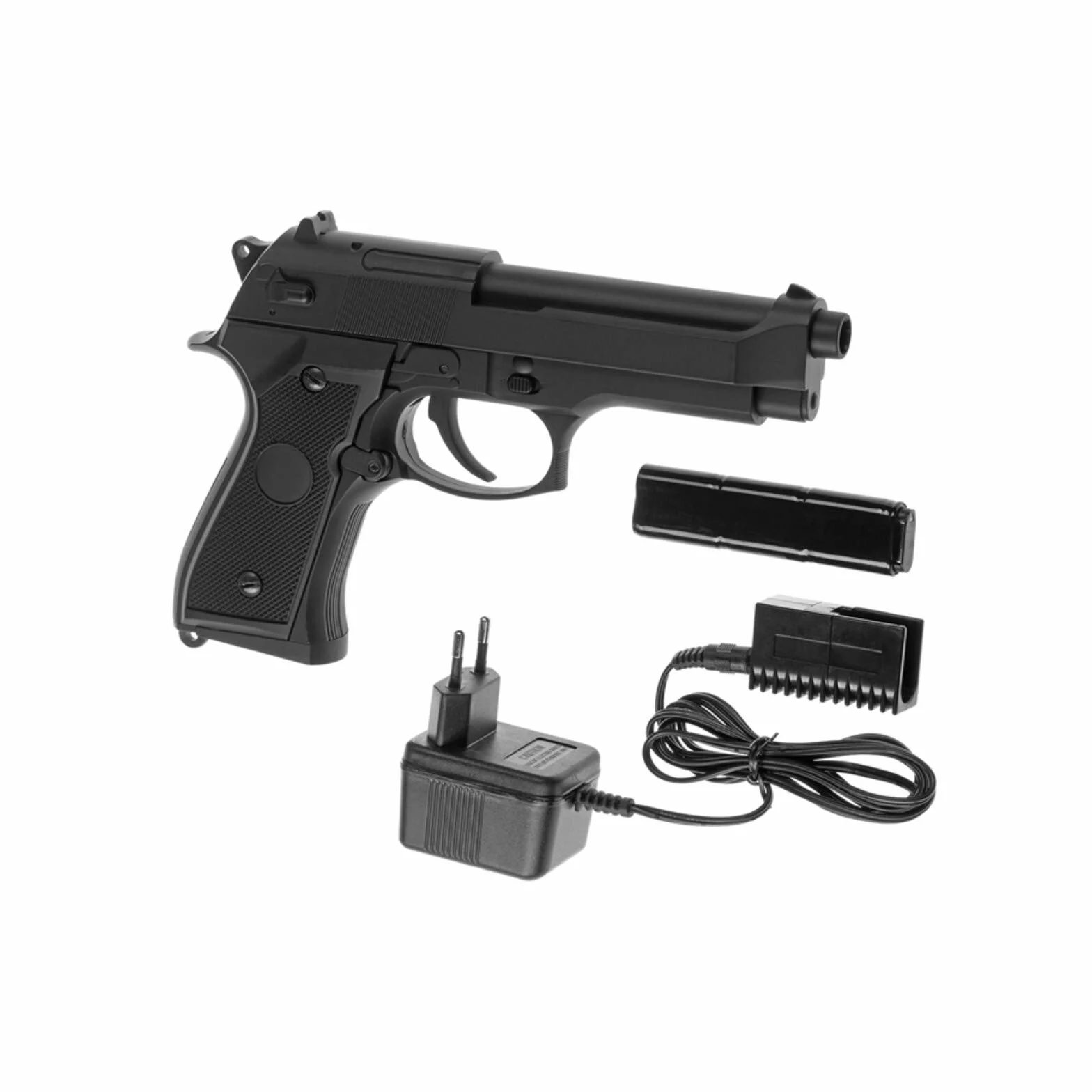 Pistola softair Cyma CM126/M92 AEP Airsoft 0,5 J z baterią i ładowarką + OpTacs Patch