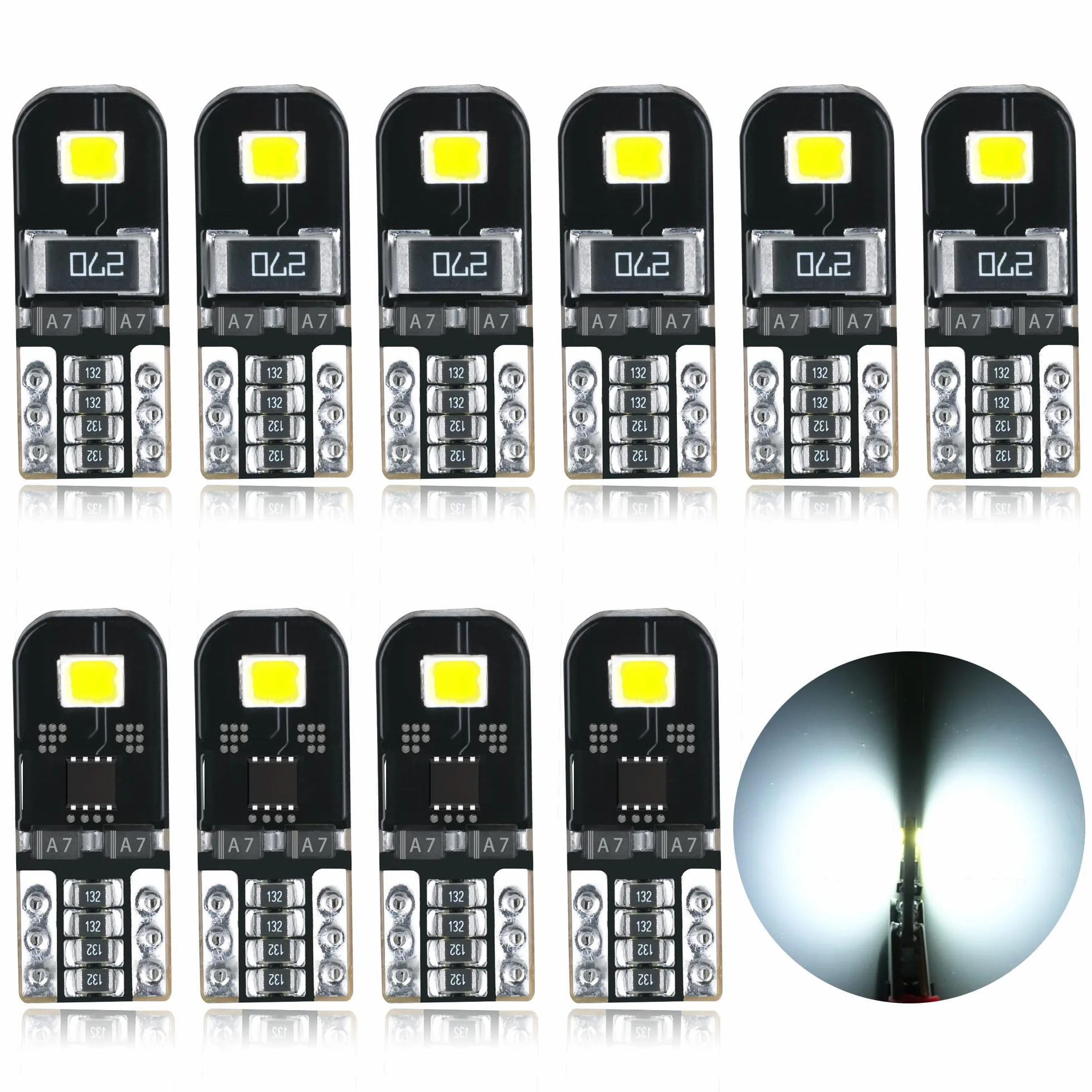 T10 W5W LED CANBUS Sensa Errore Lampadine 12V 194 168 2825 Cuneo Tipo Luci Dell'automobile Bulb 6000K 2SMD La Luce Interna Dell'auto Targa Lampade Luci Posizione LED Bianco