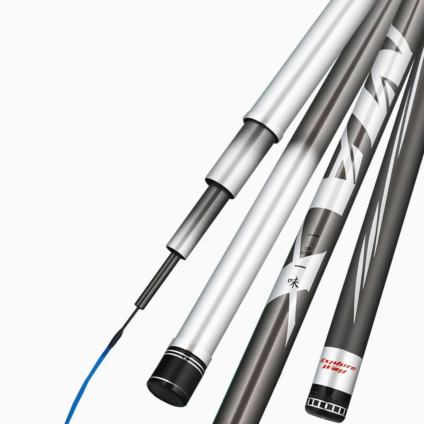Canna da pesca telescopica in fibra di carbonio da 6h 19tone 3,6 m a 10 m | Canna da pesca manuale per fiumi, laghi e bacini artificiali(6.6m)