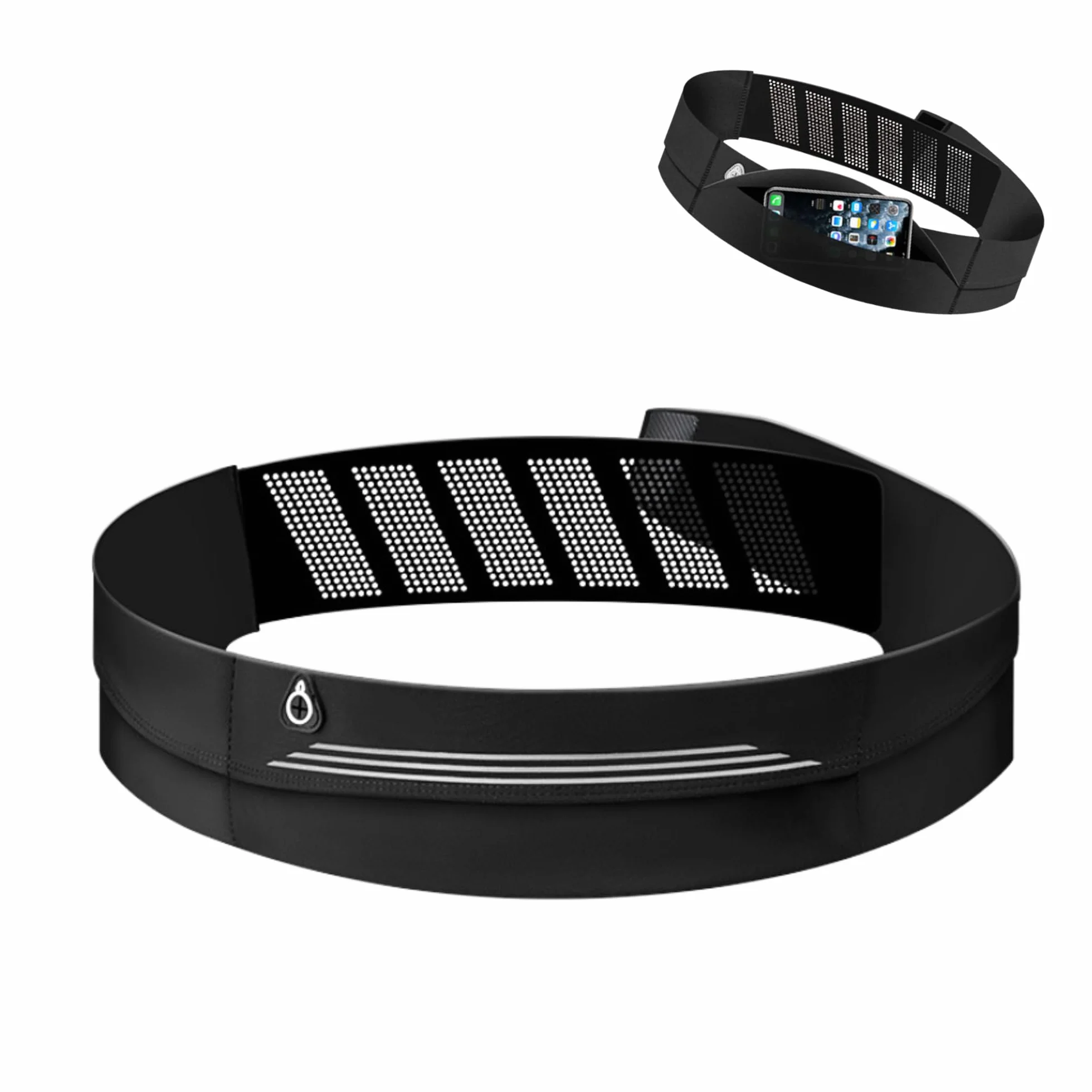 Marsupio Running Uomo Donna Cintura Porta Telefono Corsa Regolabile 60-110 cm Impermeabile con Tasche Design Riflettente