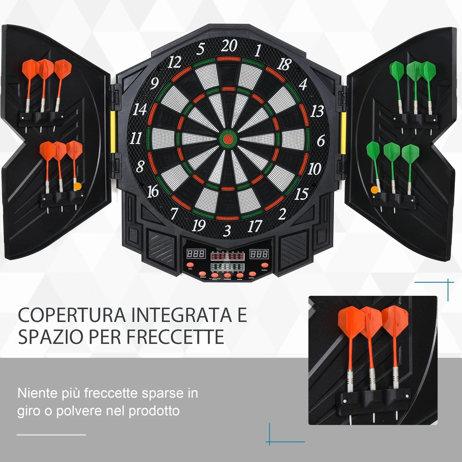 Homcom Bersaglio Elettronico Digitale 12 Freccette 8 Giocatori 27 Giochi 216 Varianti
