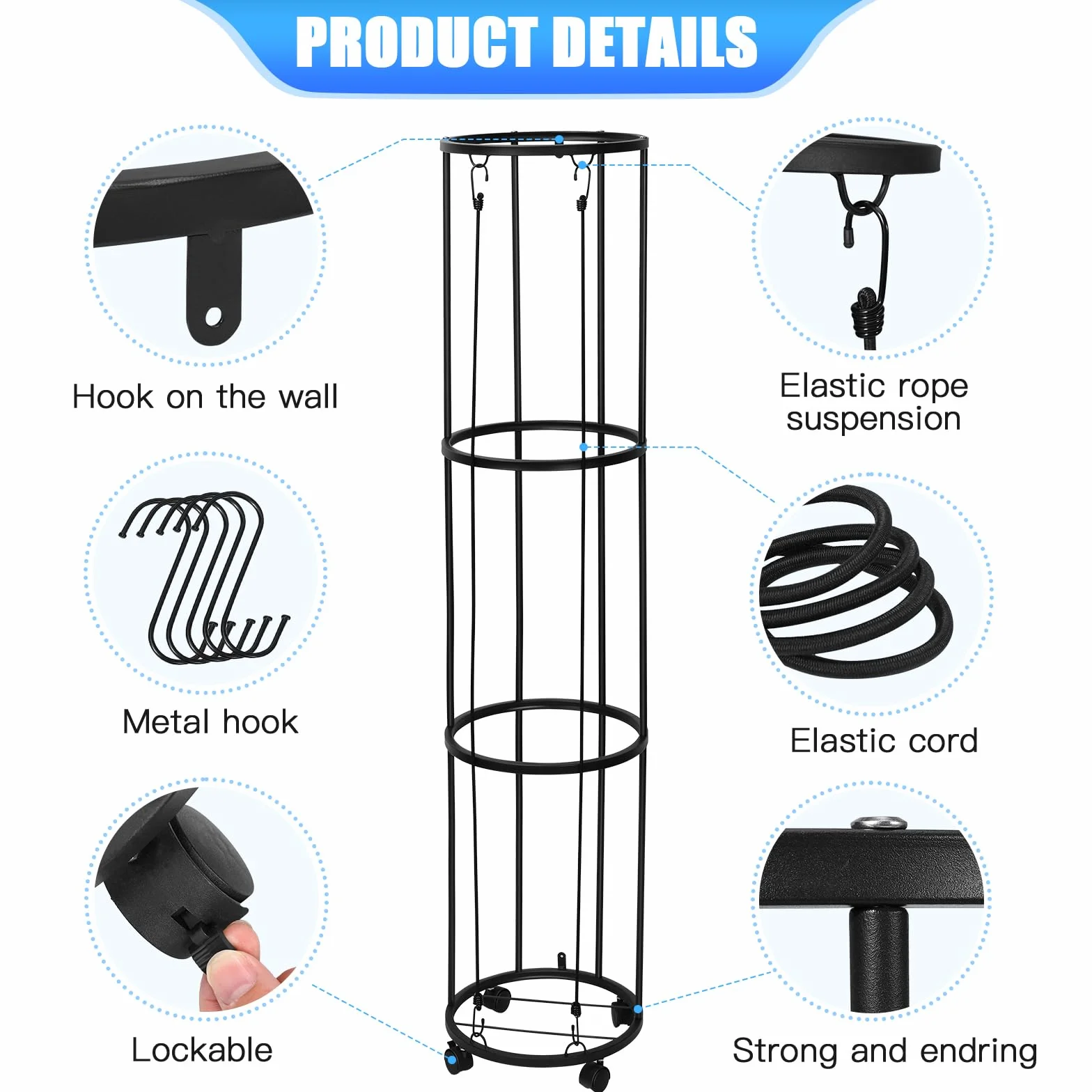 Rastrelliera per Palloni a 3 Livelli Verticale per Basket Calcio Attrezzature Sportive Scaffale Rimovibile