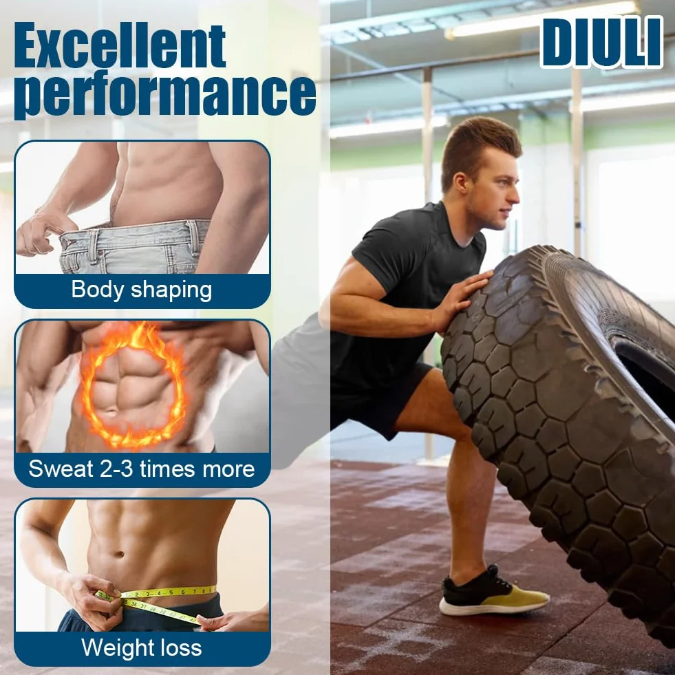 DiULi Canotta Dimagrante Uomo Maglietta Sauna Cerniera Compressione Fitness Manica Corta T Shirt Palestra Body Shaper Sudare