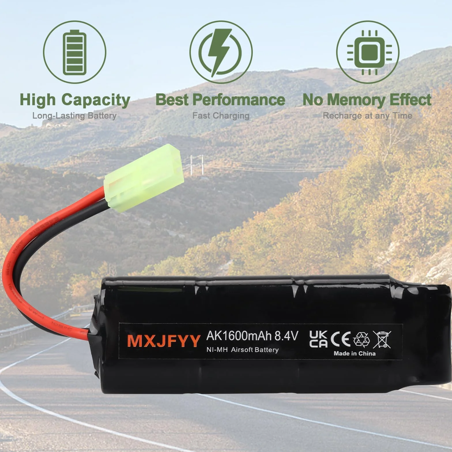 Batteria ricaricabile Airsoft 8.4V 1600mAh NiMH 7S per MP5 Scar M249