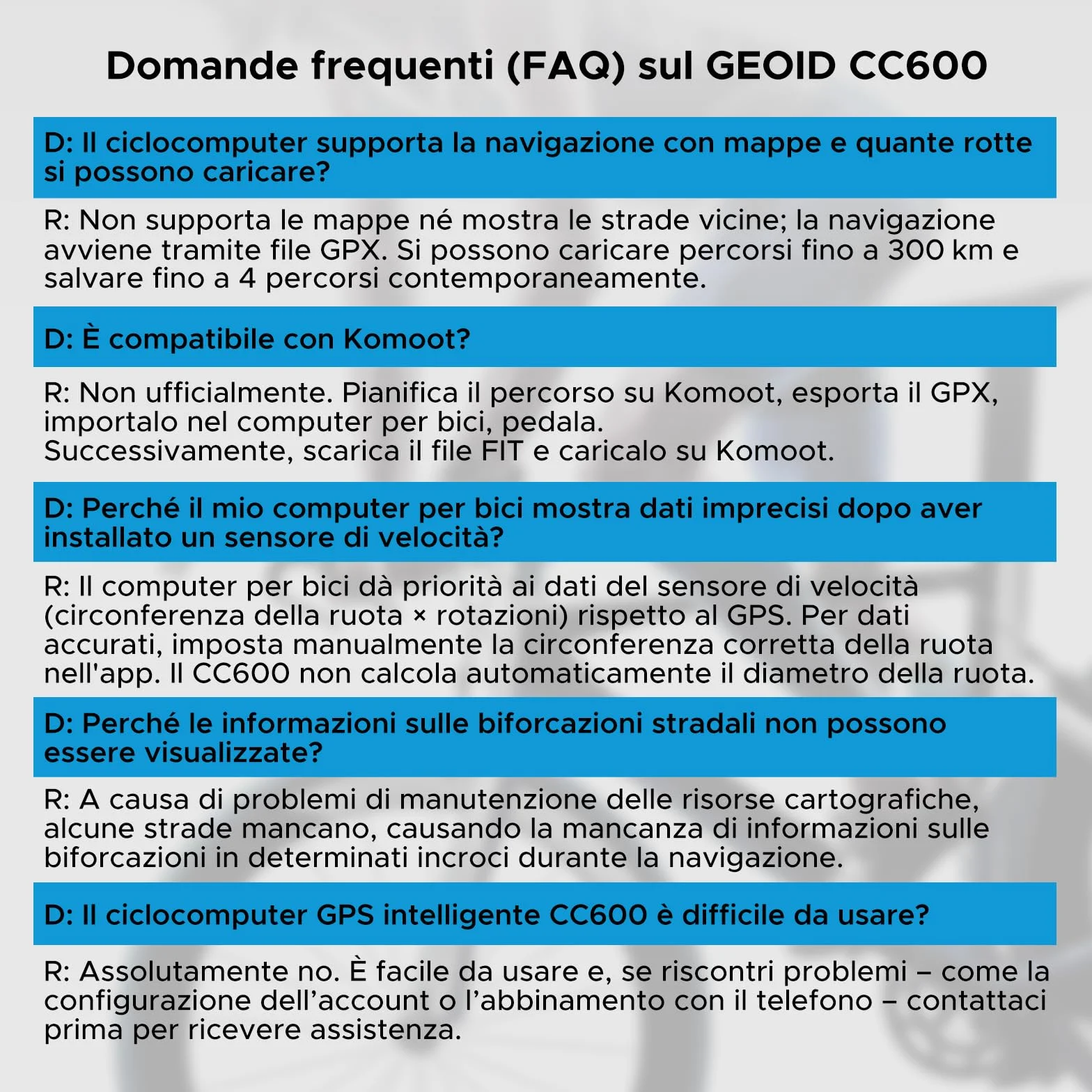 GEOID CC600 Ciclocomputer GPS Bici 2,4" Schermo a Colori Bluetooth WiFi ANT+