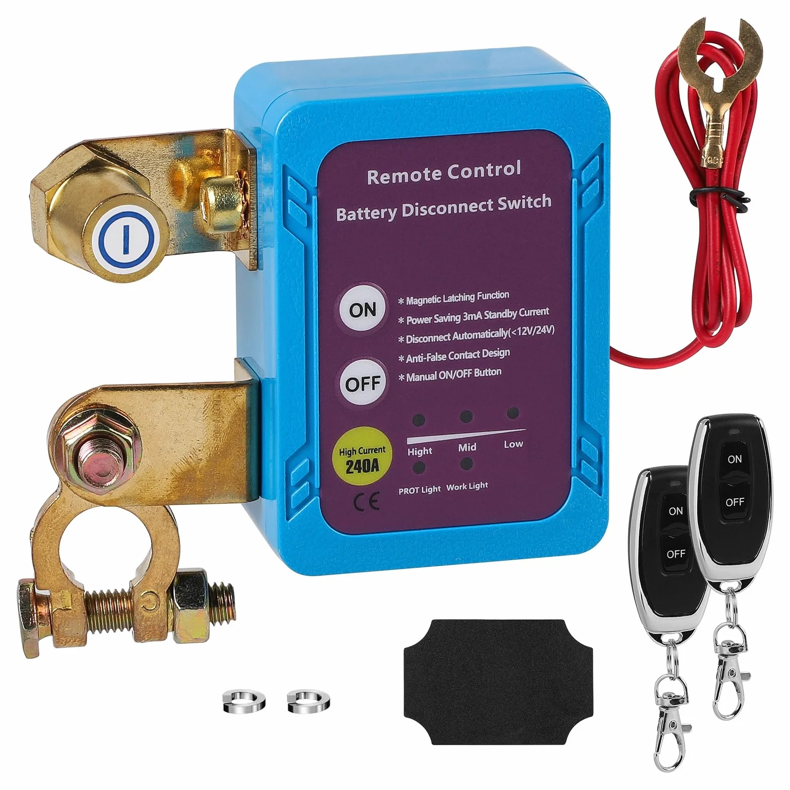 CPROSP Stacca Batteria con Telecomando 12V, Staccabatteria Automatico, Remoto Antifurto Auto Stacca Batteria, per Auto RV ATV Camion Barca