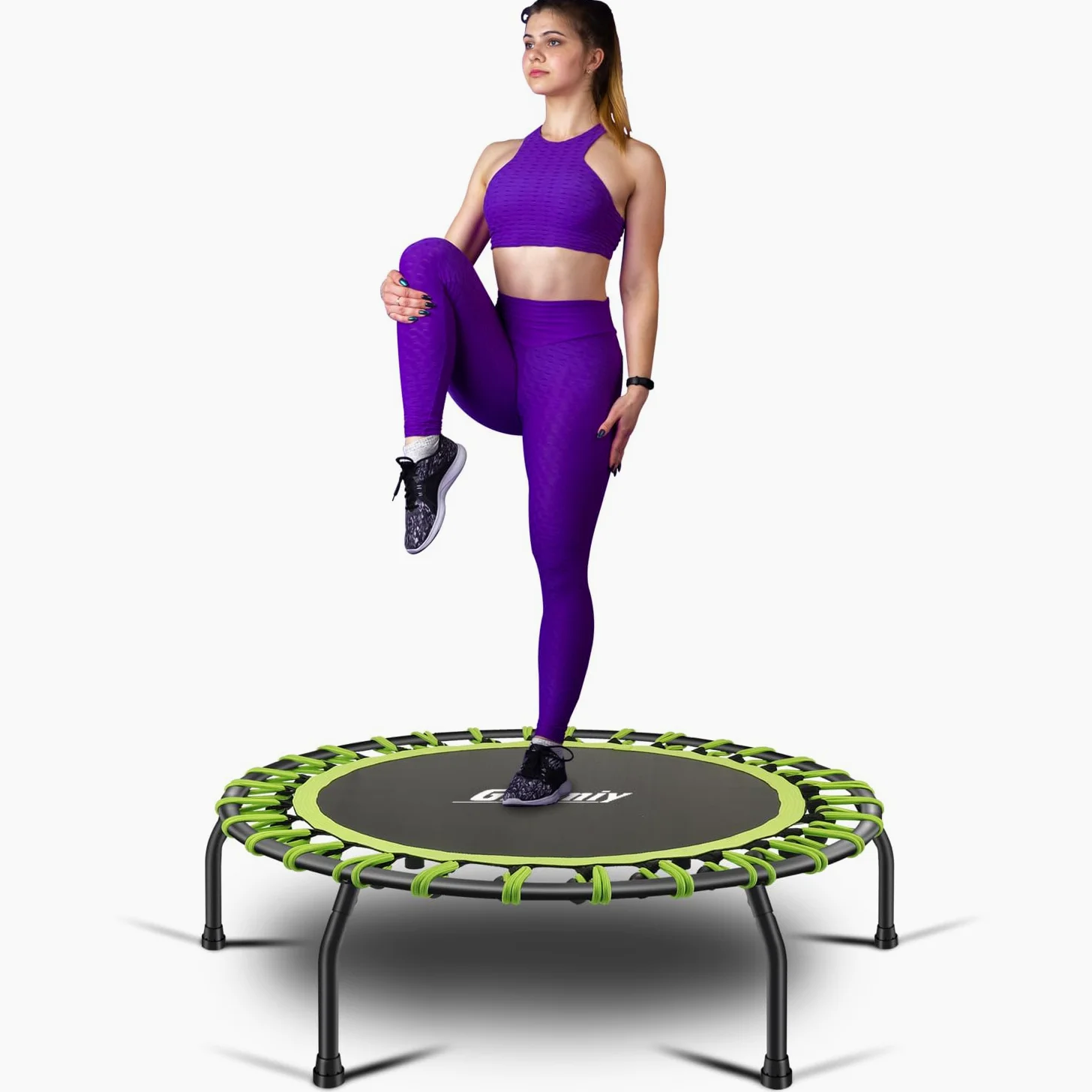 Trampolino Fitness Ø Circa 101 cm, Piccolo e Silenzioso Rebounder per il Fitness Indoor, Sistema di Design con Corda Elastica, peso dell'utente fino a 150 kg.