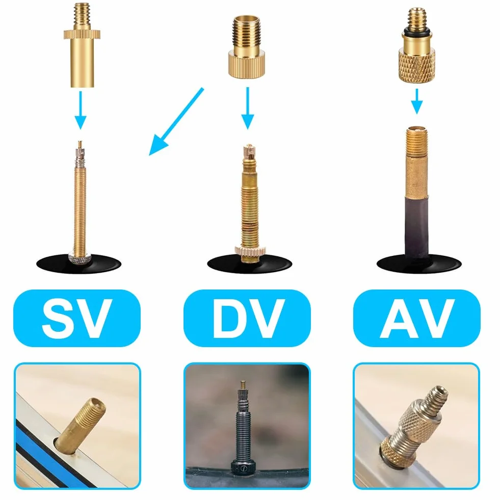 Flintronic Adattatore per Valvola Bicicletta, 21 Pezzi Set Convertitore SV DV AV Schrader