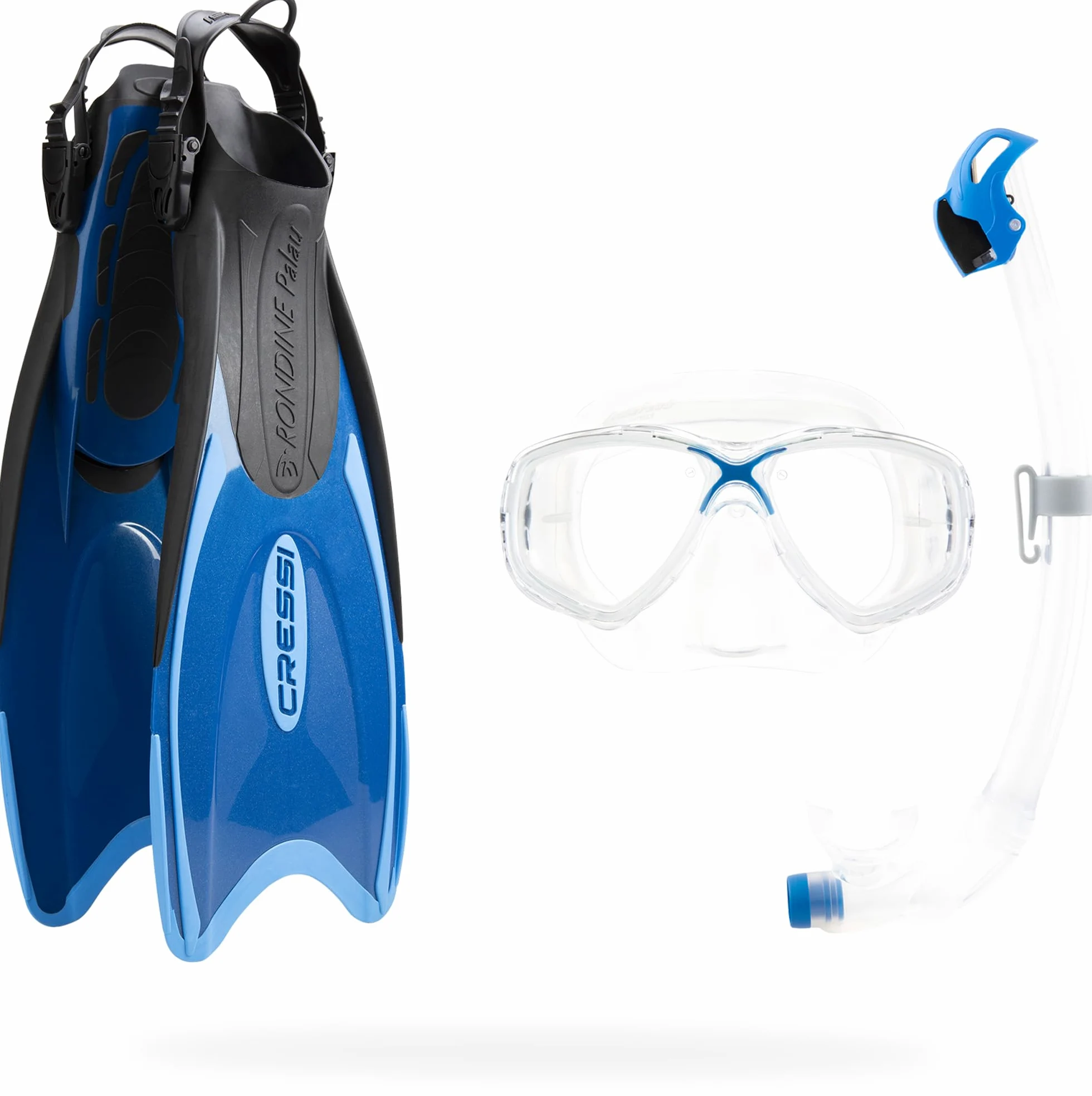 CRESSI dal 1946 set da snorkeling Palau Marea Dry Bag per adulti, include pinne regolabili Palau, maschera Marea, snorkel Seal Dry e borsa per il trasporto