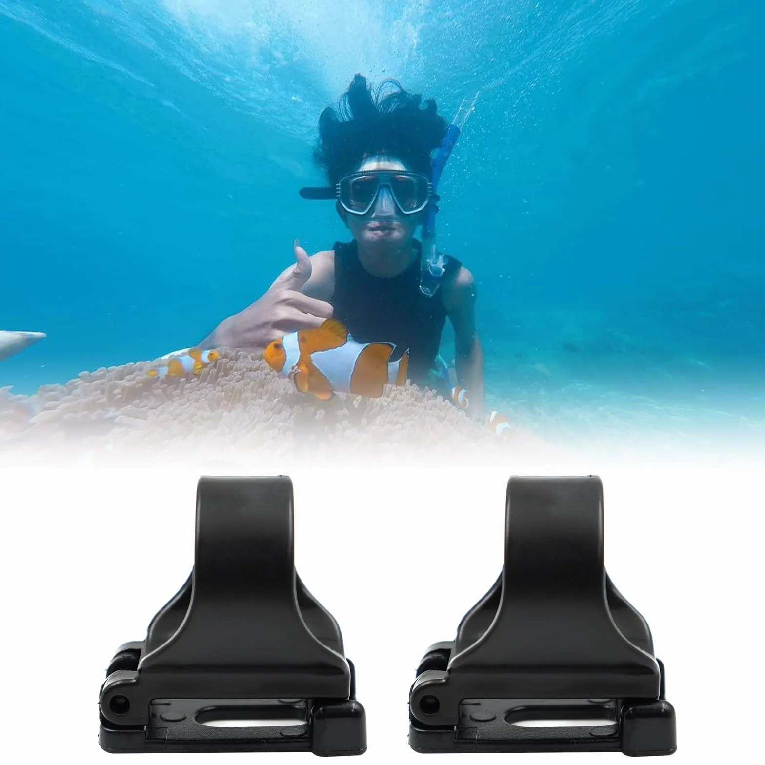 Clip Porta Boccaglio Universale Nere 5 Pezzi per Immersioni Subacquee