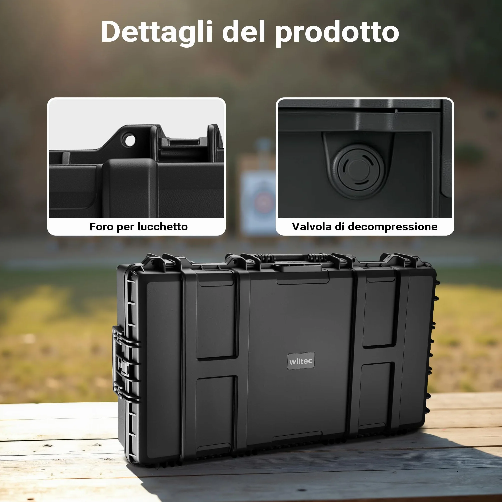 Wiltec Valigetta porta armi, Custodia Trolley per fucili, interno imbottito antiurto